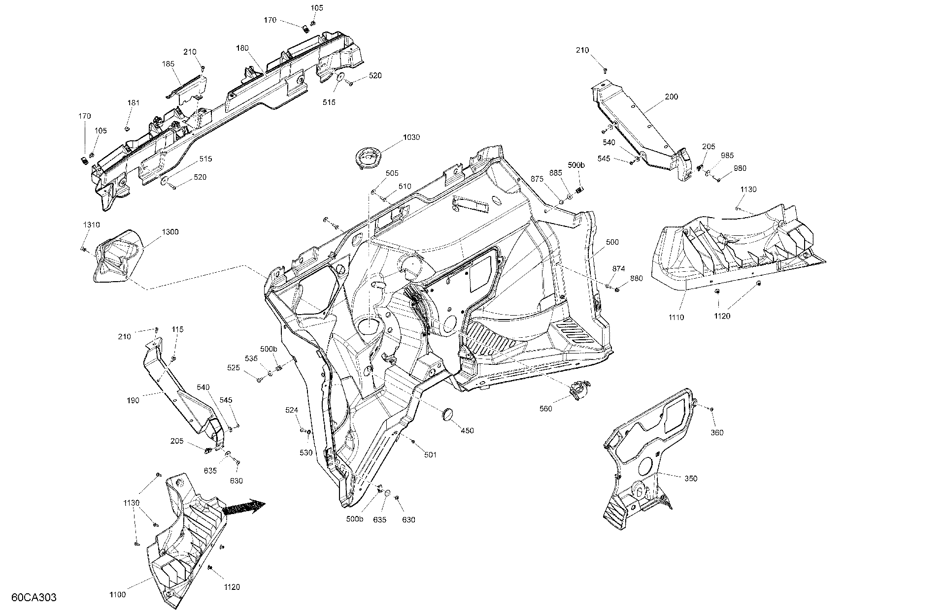 An Image of a Genuine Can-Am Parts Schematic Diagram showing the schematic - CAB INTERIOR - FIREWALL