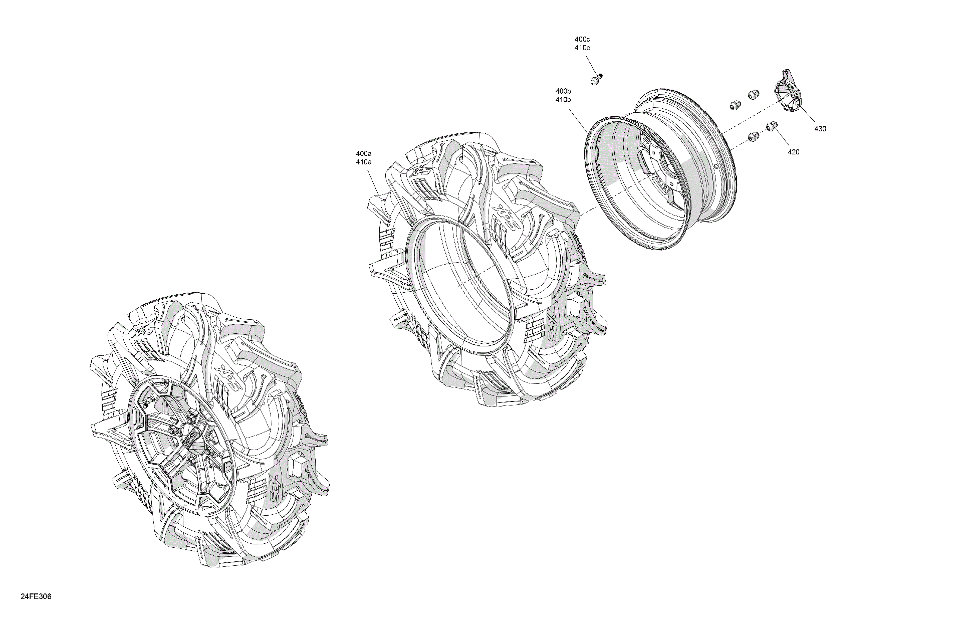 An Image of a Genuine Can-Am Parts Schematic Diagram showing the schematic - DRIVE - FRONT WHEELS