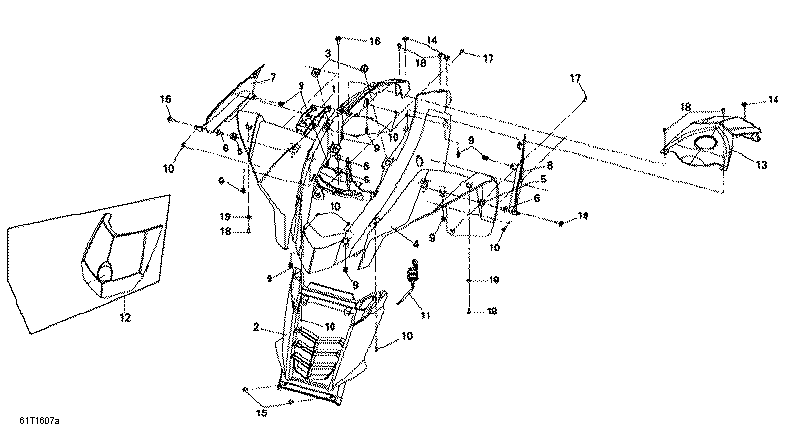 An Image of a Genuine Can-Am Parts Schematic Diagram showing the schematic - FRONT FENDER 