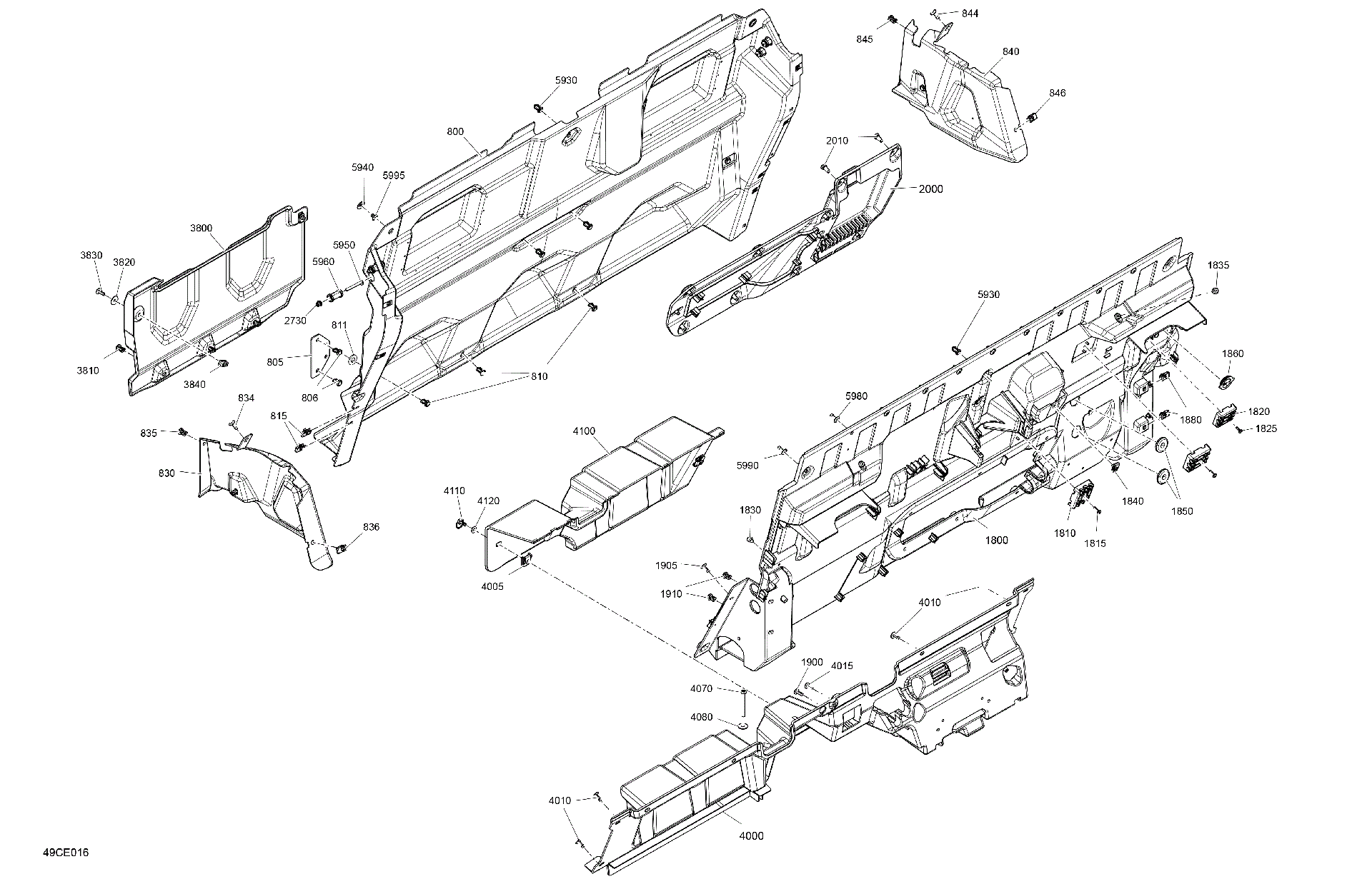 An Image of a Genuine Can-Am Parts Schematic Diagram showing the schematic - CAB INTERIOR - BACK WALL
