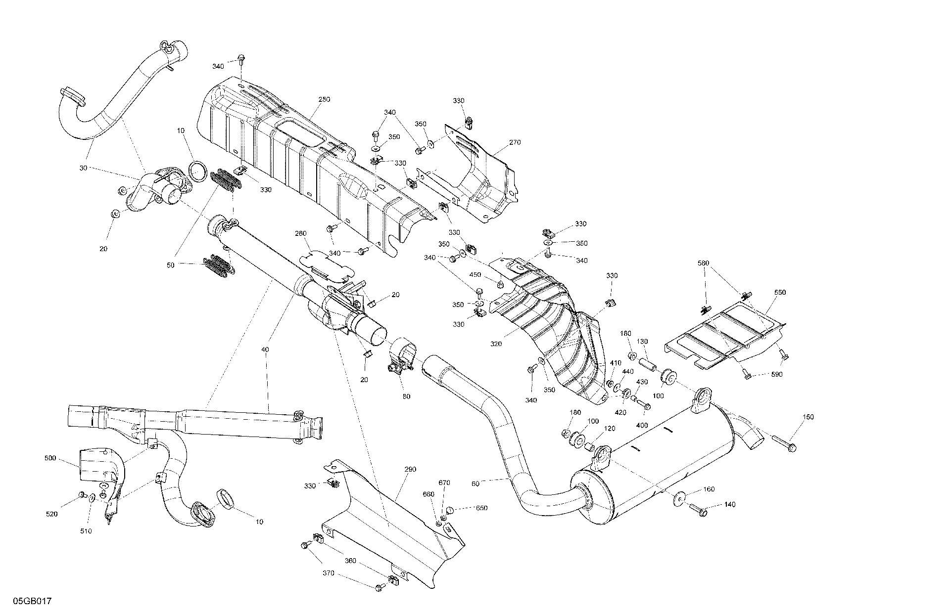 An Image of a Genuine Can-Am Parts Schematic Diagram showing the schematic - ENGINE - EXHAUST