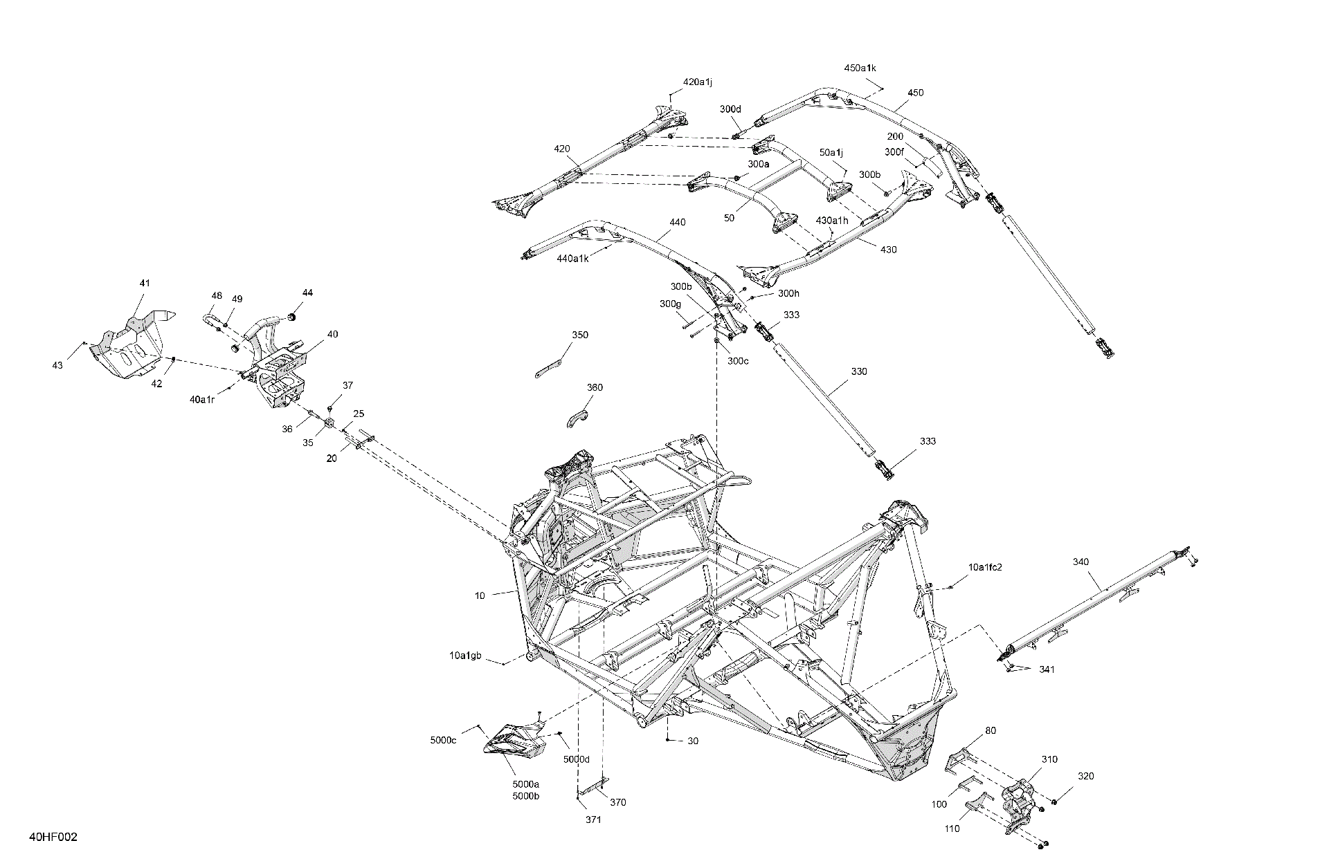 An Image of a Genuine Can-Am Parts Schematic Diagram showing the schematic - FRAME - SYSTEM
