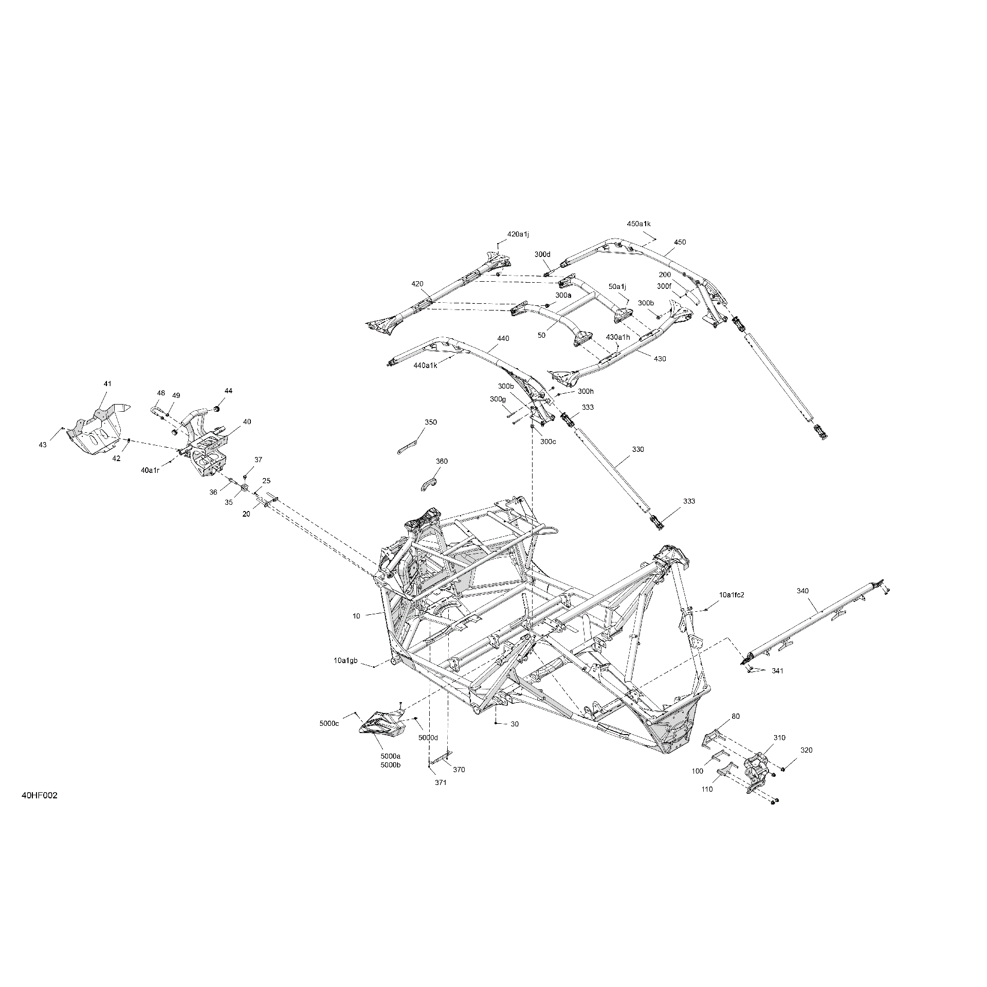 An Image of a Genuine Can-Am Parts Schematic Diagram showing the schematic - FRAME - SYSTEM