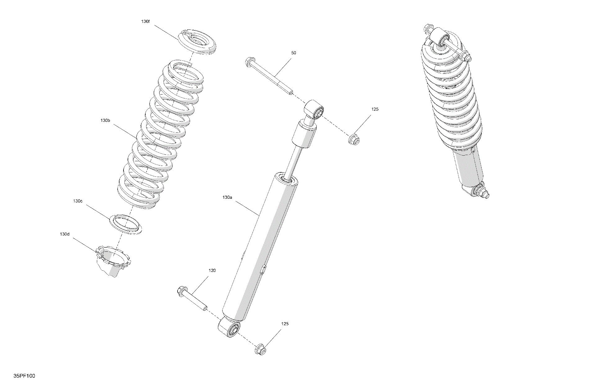 An Image of a Genuine Can-Am Parts Schematic Diagram showing the schematic - SUSPENSION - FRONT SHOCKS