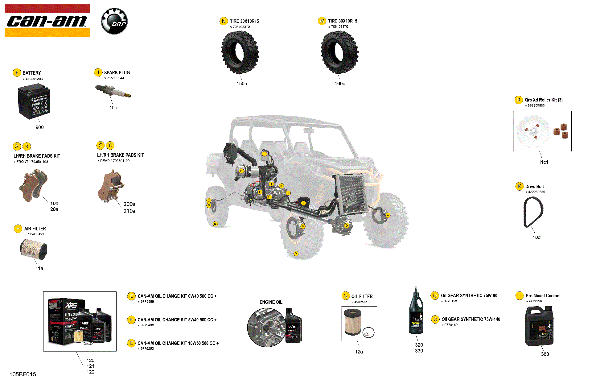 An Image of a Genuine Can-Am Parts Schematic Diagram showing the schematic - SERVICE - MAINTENANCE PARTS & FLUIDS