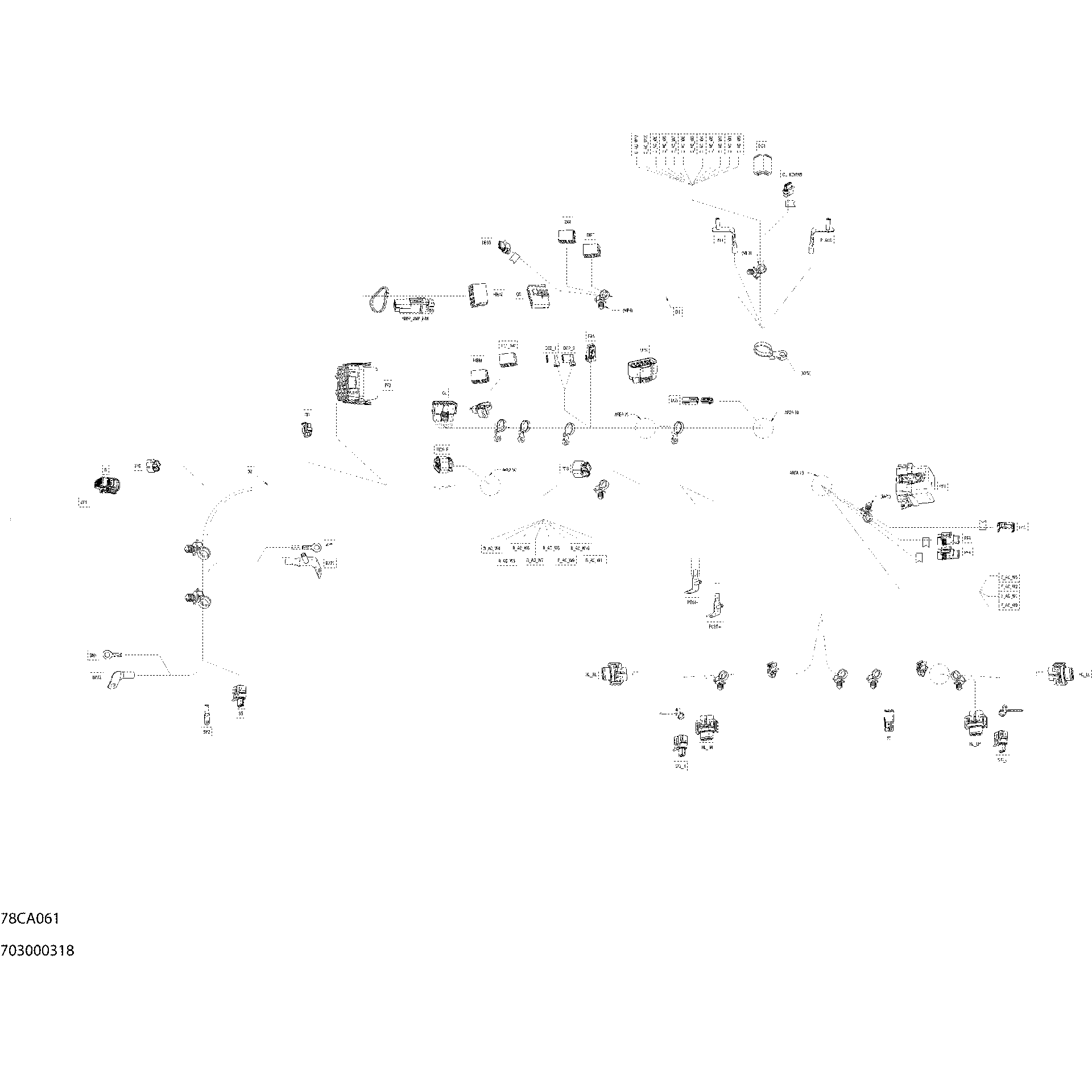 An Image of a Genuine Can-Am Parts Schematic Diagram showing the schematic - ELECTRIC - MAIN HARNESS - 710007339