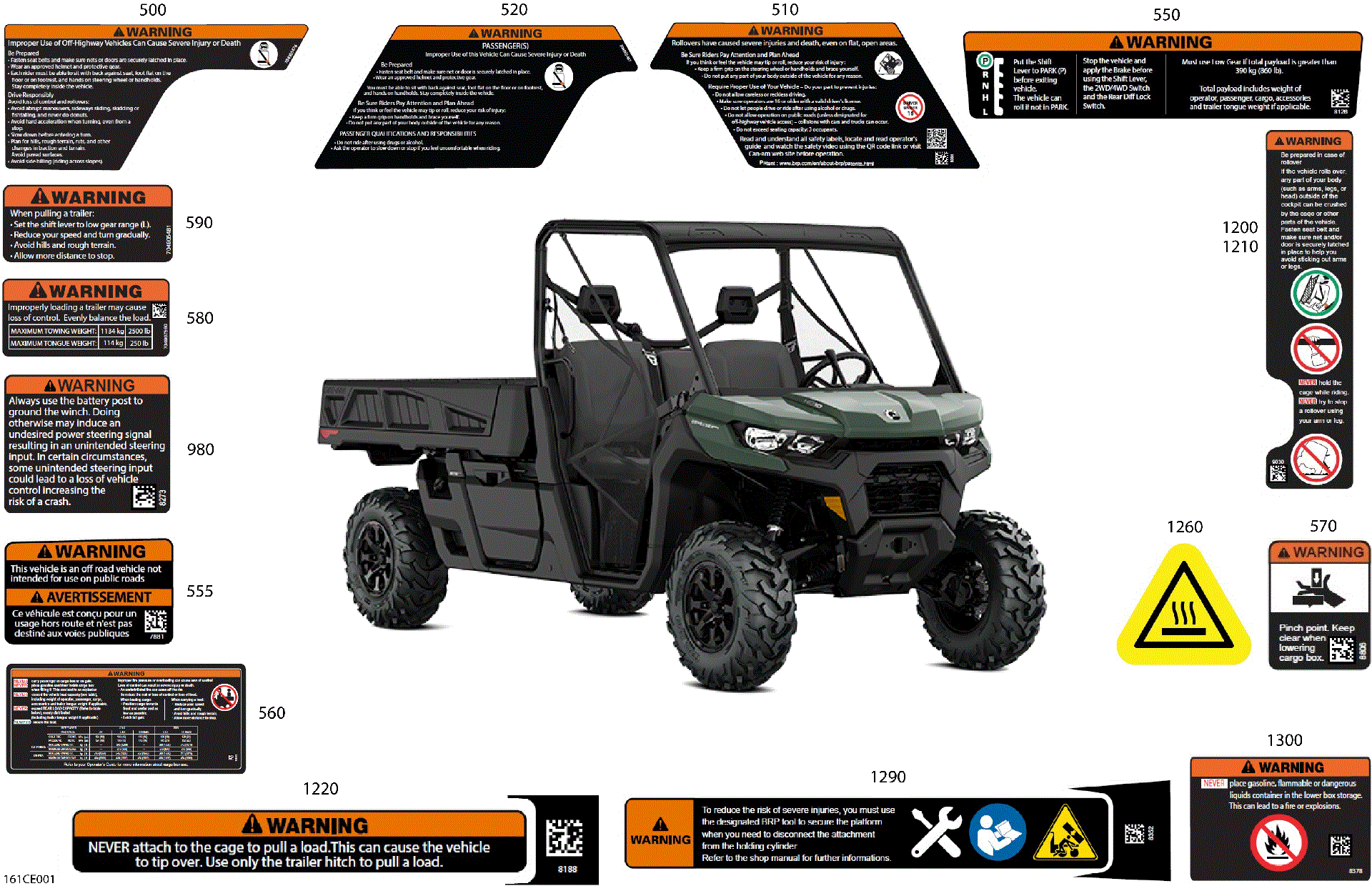 An Image of a Genuine Can-Am Parts Schematic Diagram showing the schematic - BODY - WARNING DECALS