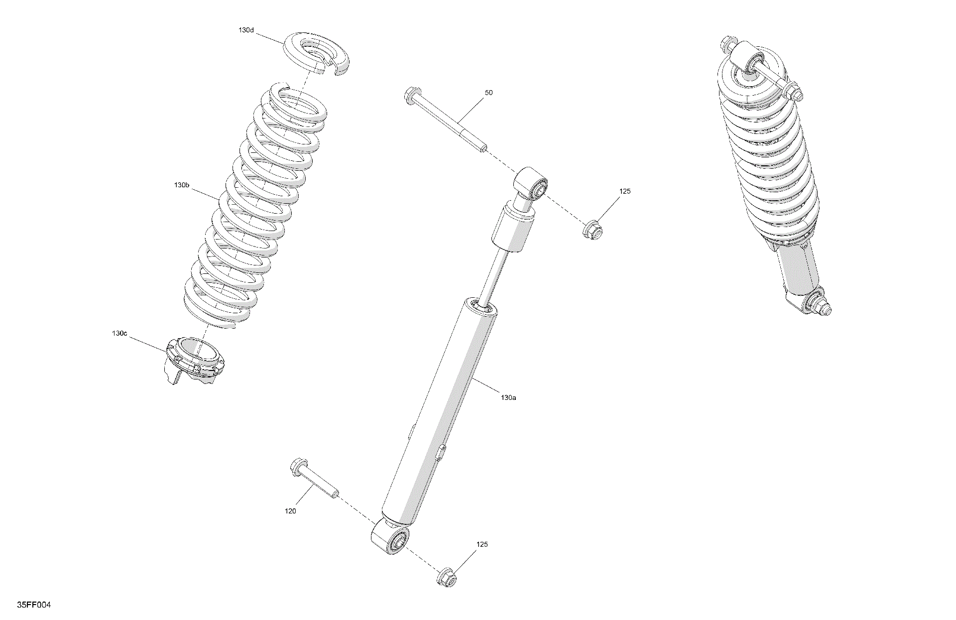 An Image of a Genuine Can-Am Parts Schematic Diagram showing the schematic - SUSPENSION - FRONT SHOCKS