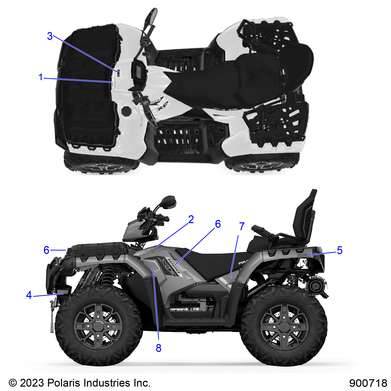 An Image of a Genuine Polaris Parts Schematic Diagram showing the schematic - BODY: DECALS GRAPHIC - 2026 POLARIS SPORTSMAN TOURING XP 1000