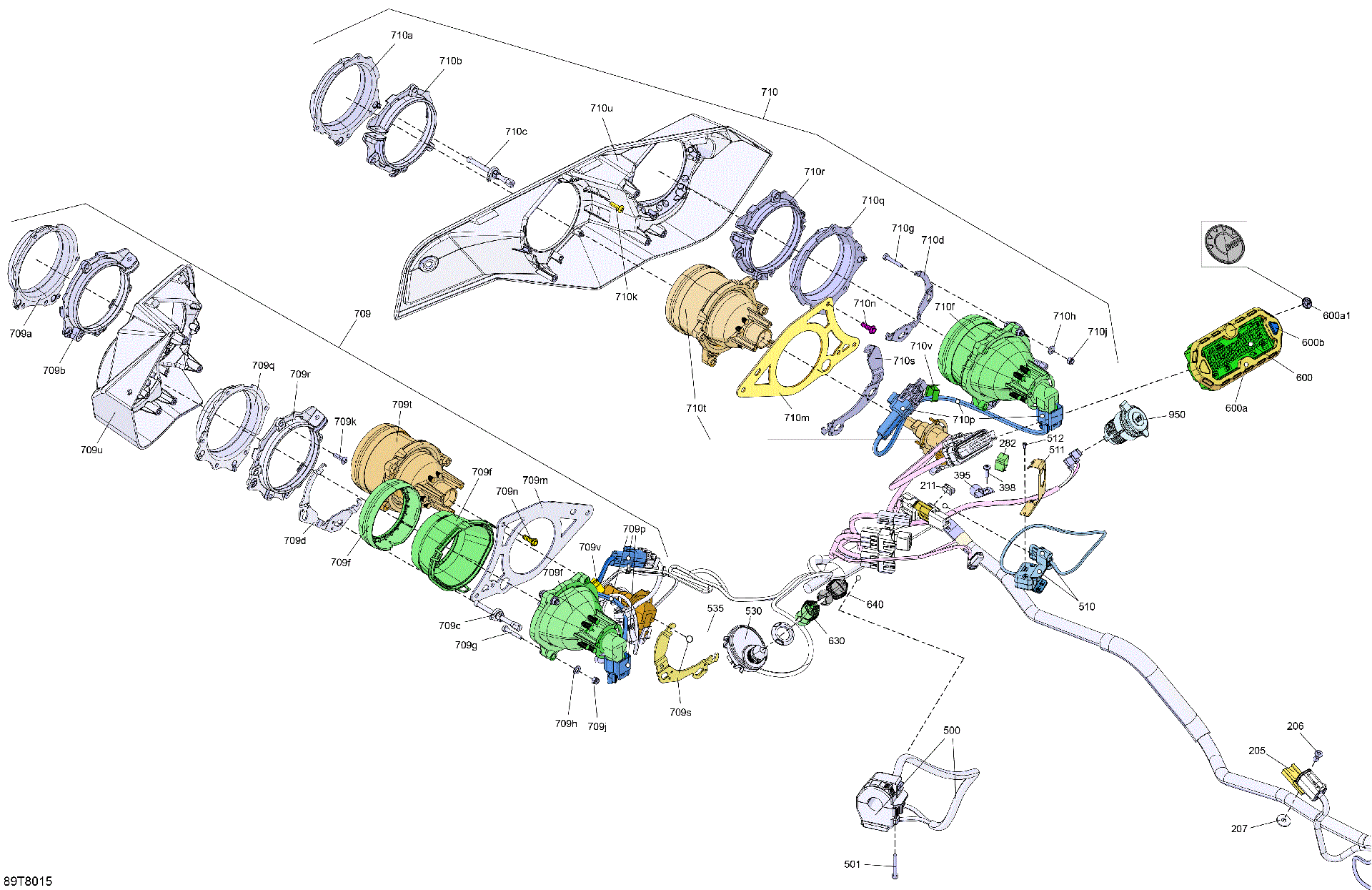 An Image of a Genuine Can-Am Parts Schematic Diagram showing the schematic - ELECTRIC - FRONT SECTION