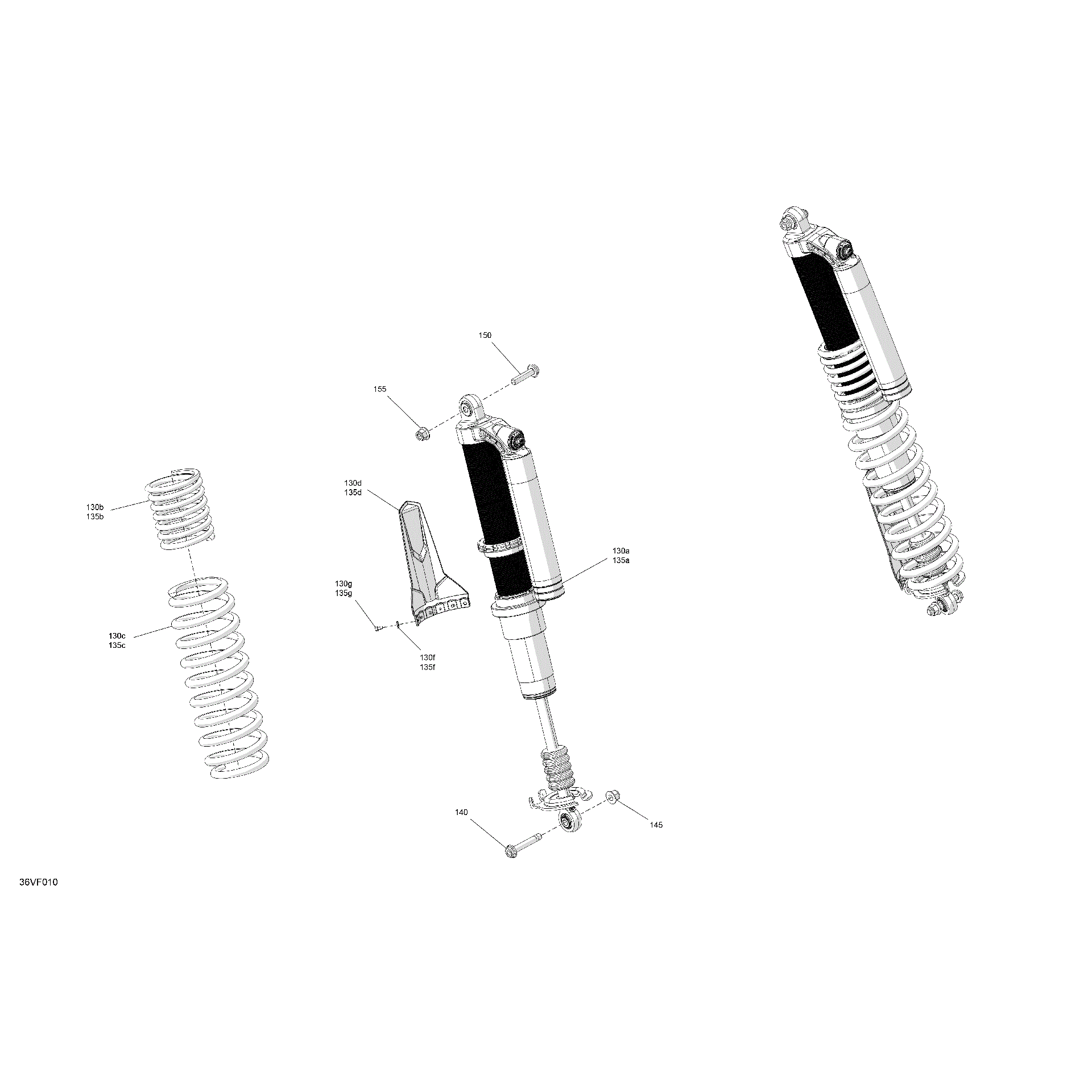 An Image of a Genuine Can-Am Parts Schematic Diagram showing the schematic - SUSPENSION - REAR SHOCKS