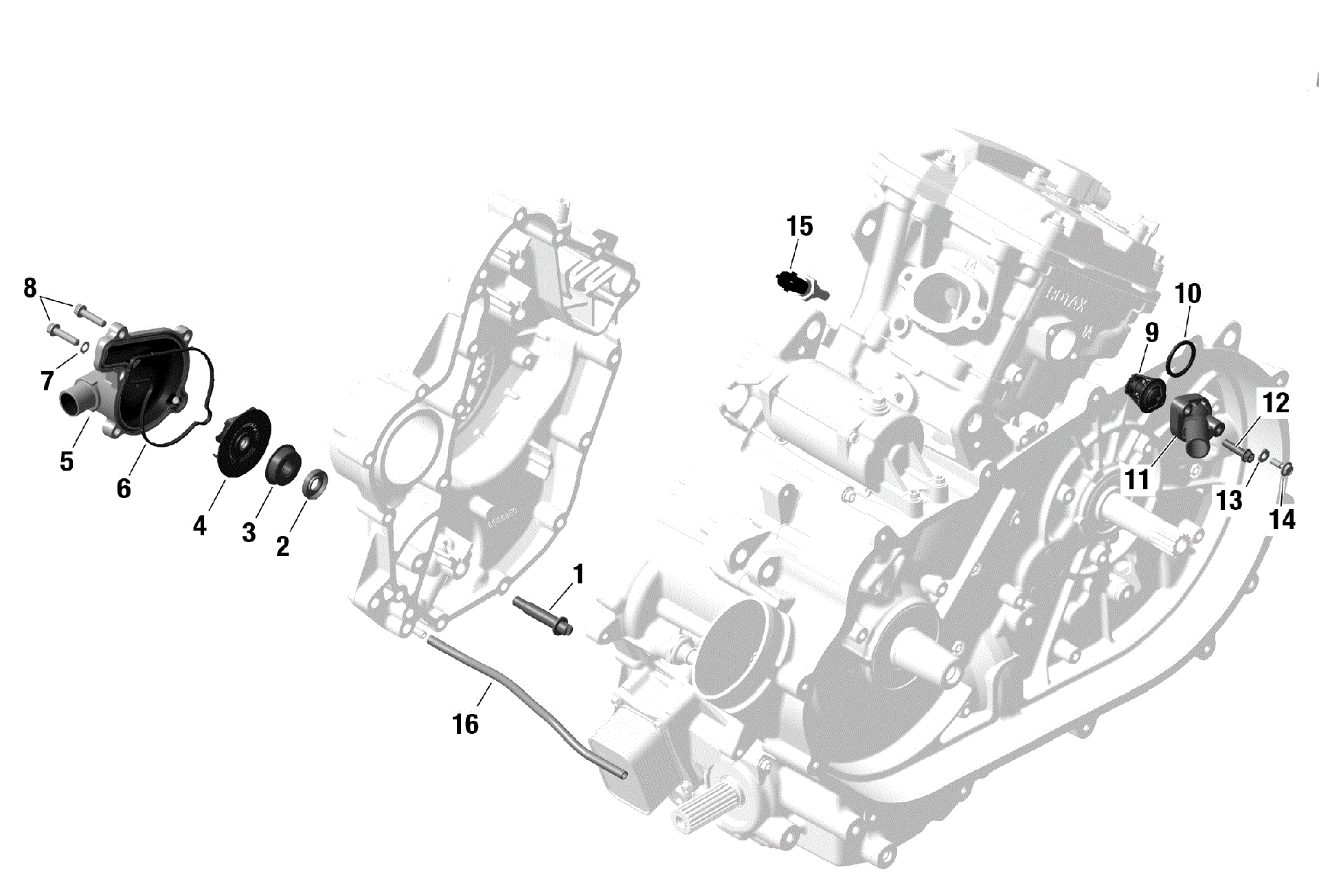 An Image of a Genuine Can-Am Parts Schematic Diagram showing the schematic - ROTAX - ENGINE COOLING