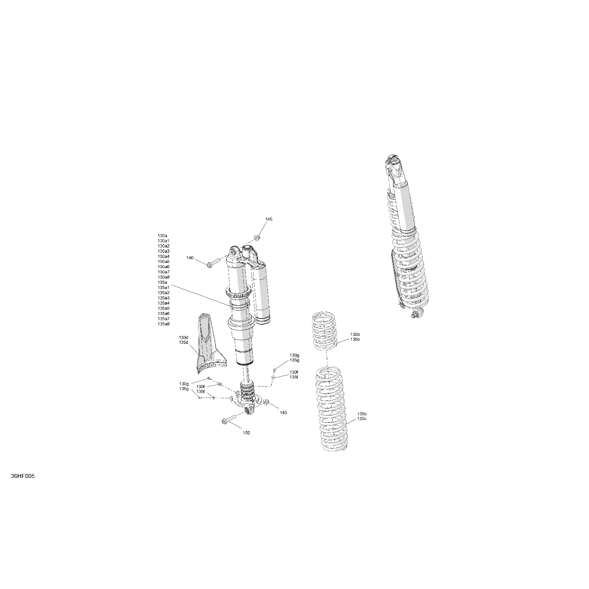 An Image of a Genuine Can-Am Parts Schematic Diagram showing the schematic - SUSPENSION - REAR SHOCKS