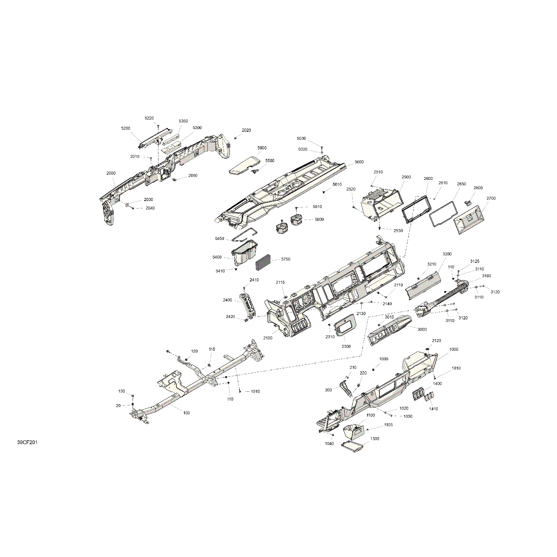 An Image of a Genuine Can-Am Parts Schematic Diagram showing the schematic - CAB INTERIOR - CENTER CONSOLE