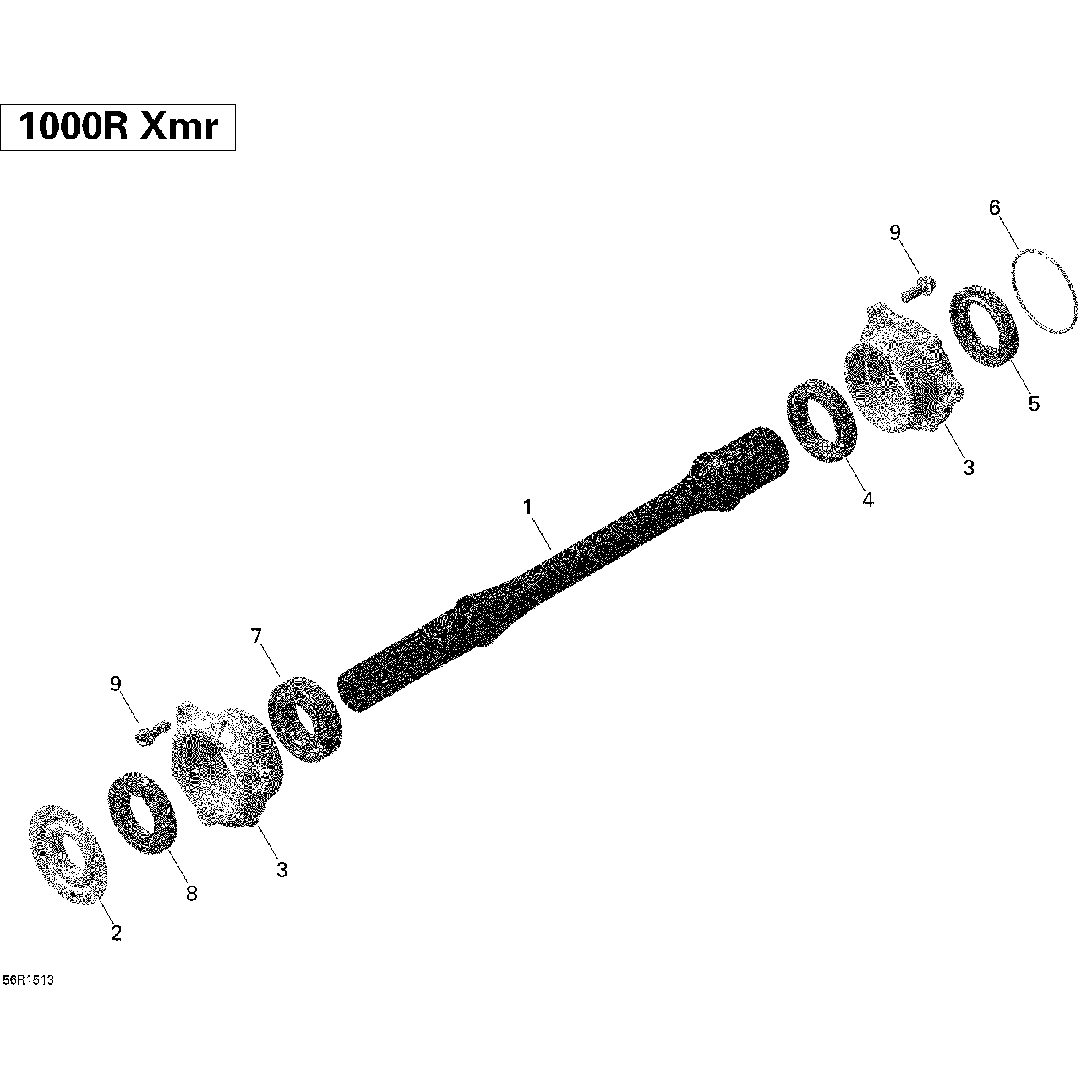 An Image of a Genuine Can-Am Parts Schematic Diagram showing the schematic - DRIVE SHAFT _56R1513