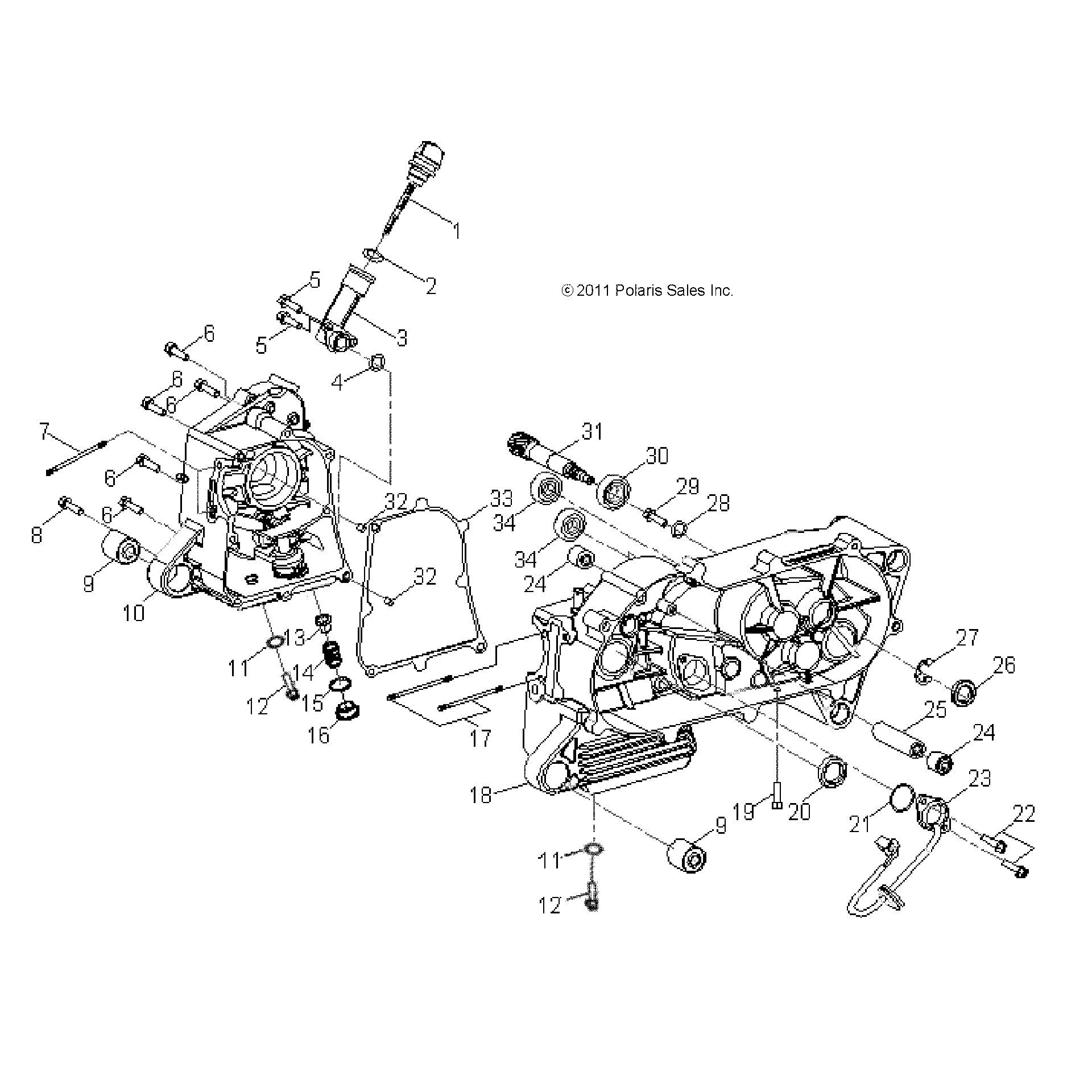An Image of a Genuine Polaris Parts Schematic Diagram showing the schematic - ENGINE: CRANKCASE - 2021 POLARIS SPORTSMAN 110