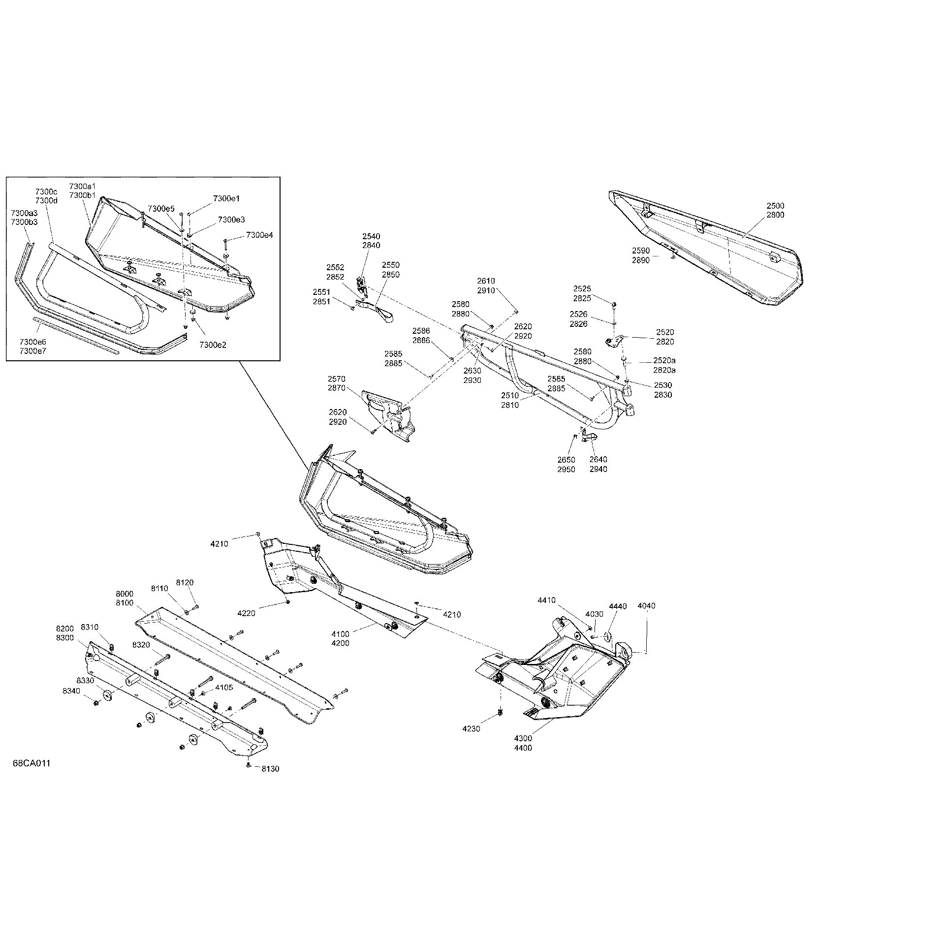 An Image of a Genuine Can-Am Parts Schematic Diagram showing the schematic - BODY - DOORS
