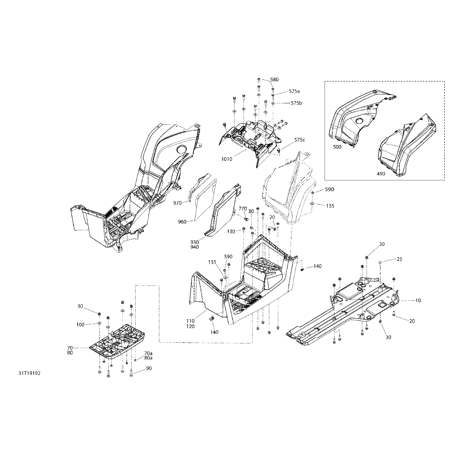 An Image of a Genuine Can-Am Parts Schematic Diagram showing the schematic - BODY AND ACCESSORIES 6X6 - 450 EFI - SQUADRON GREEN - MIDDLE