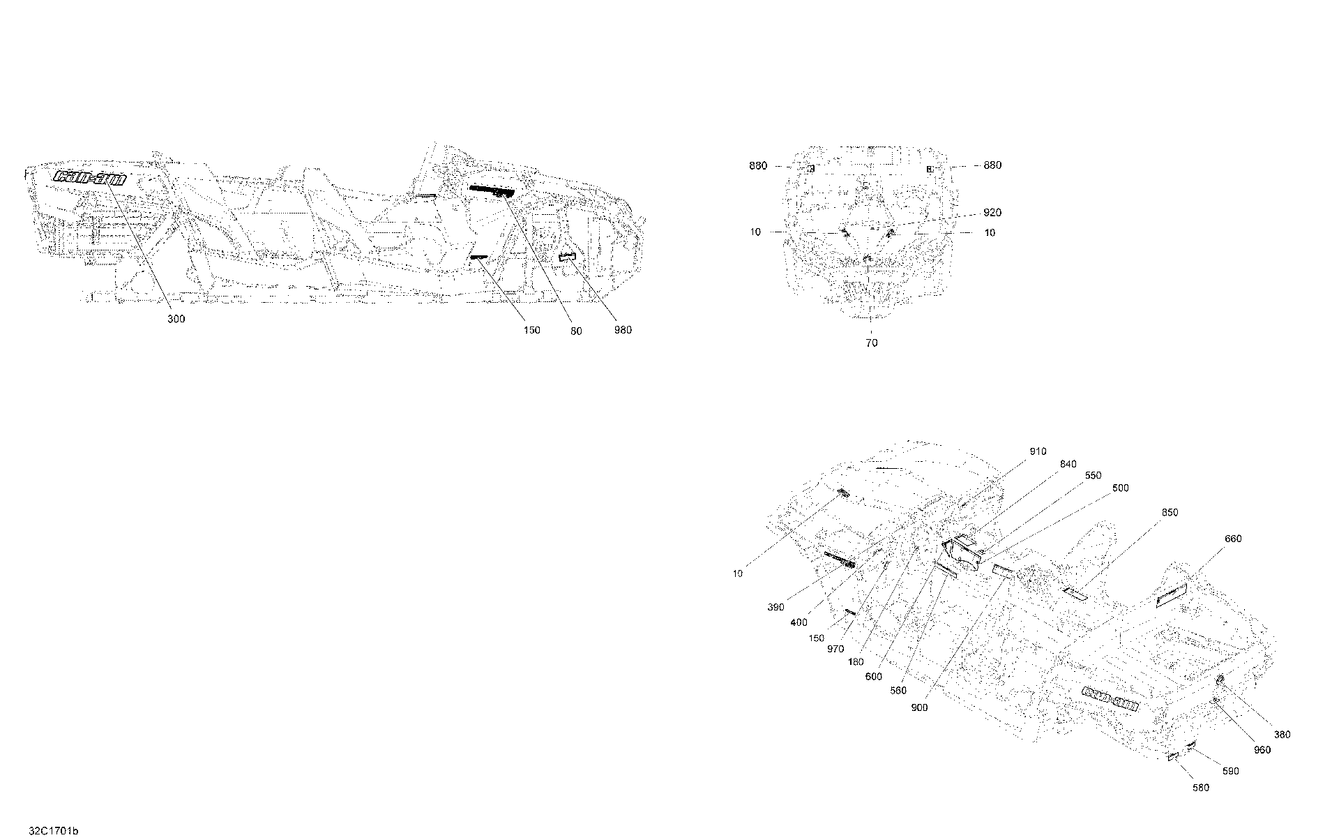 An Image of a Genuine Can-Am Parts Schematic Diagram showing the schematic - DECALS - COMMANDER MAX