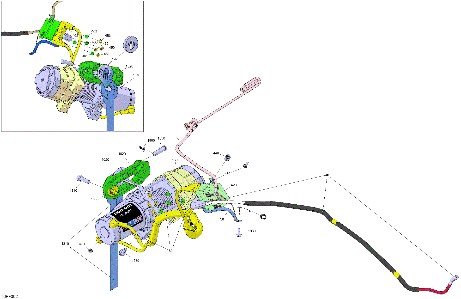 An Image of a Genuine Can-Am Parts Schematic Diagram showing the schematic - ELECTRIC - WINCH