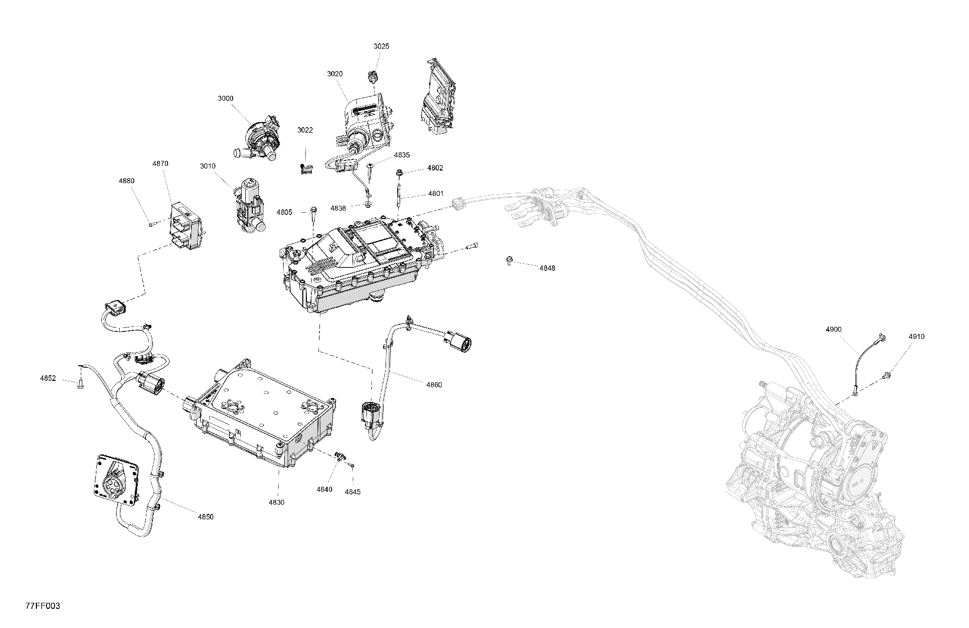 An Image of a Genuine Can-Am Parts Schematic Diagram showing the schematic - ELECTRIC - HIGH VOLTAGE