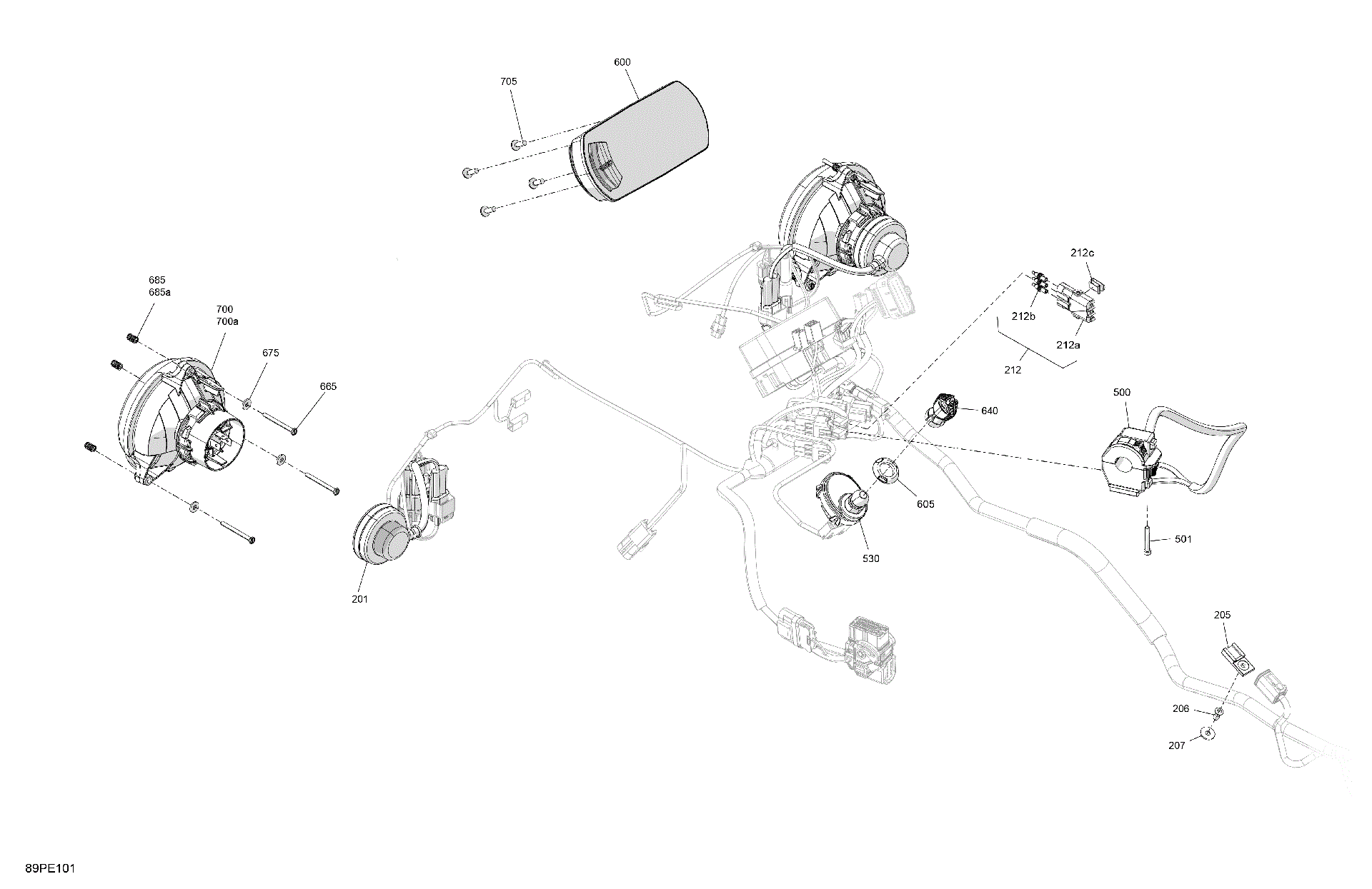 An Image of a Genuine Can-Am Parts Schematic Diagram showing the schematic - ELECTRIC - FRONT SECTION