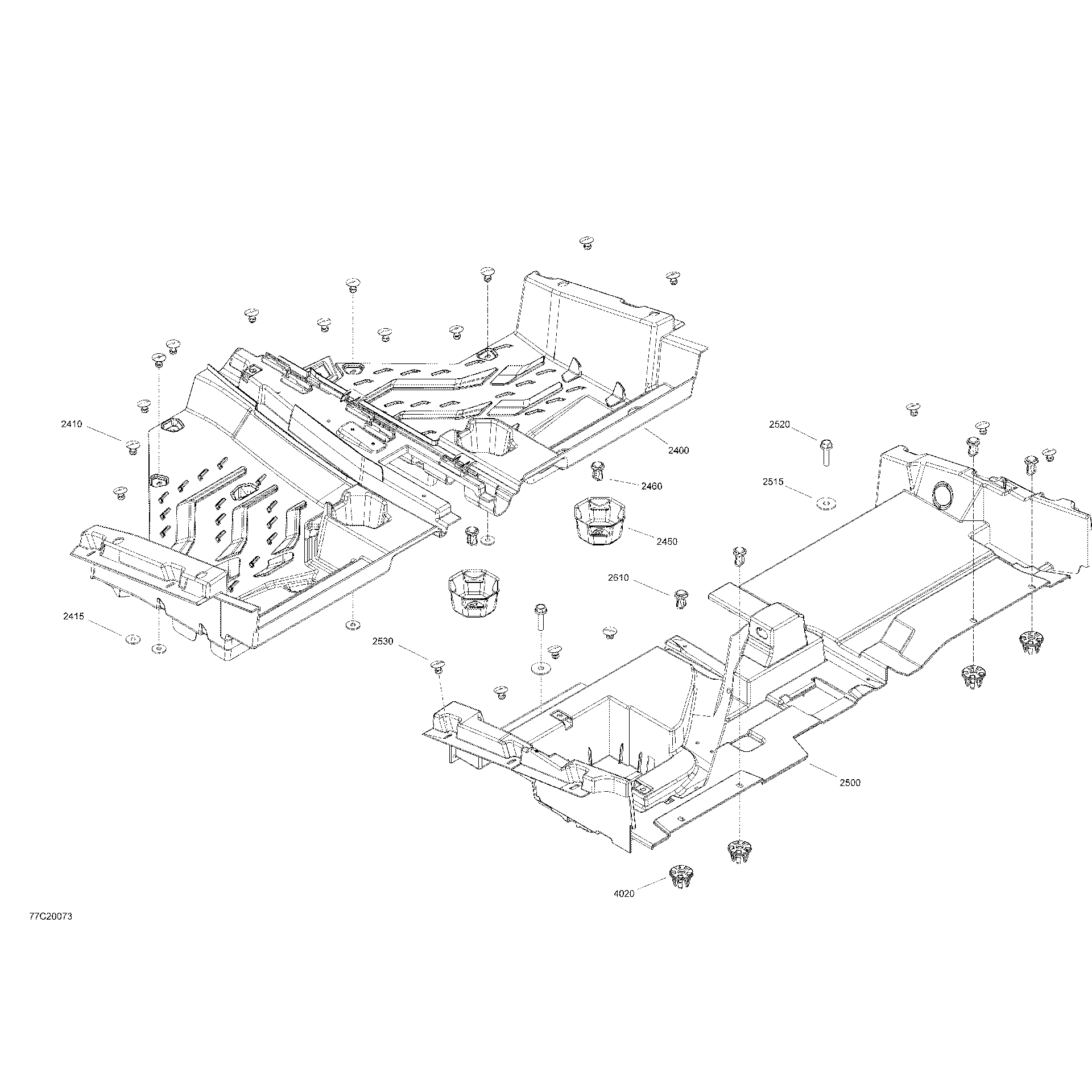 An Image of a Genuine Can-Am Parts Schematic Diagram showing the schematic - CAB INTERIOR - FLOOR SECTION
