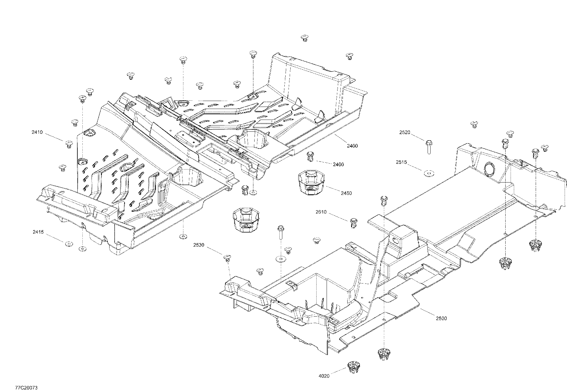An Image of a Genuine Can-Am Parts Schematic Diagram showing the schematic - CAB INTERIOR - FLOOR SECTION