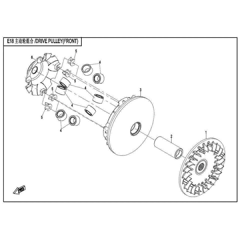 An Image of a Genuine CFMOTO Parts Schematic Diagram showing the schematic - DRIVE CLUTCH (FRONT) - 2017 CFMOTO ZFORCE 800 Trail