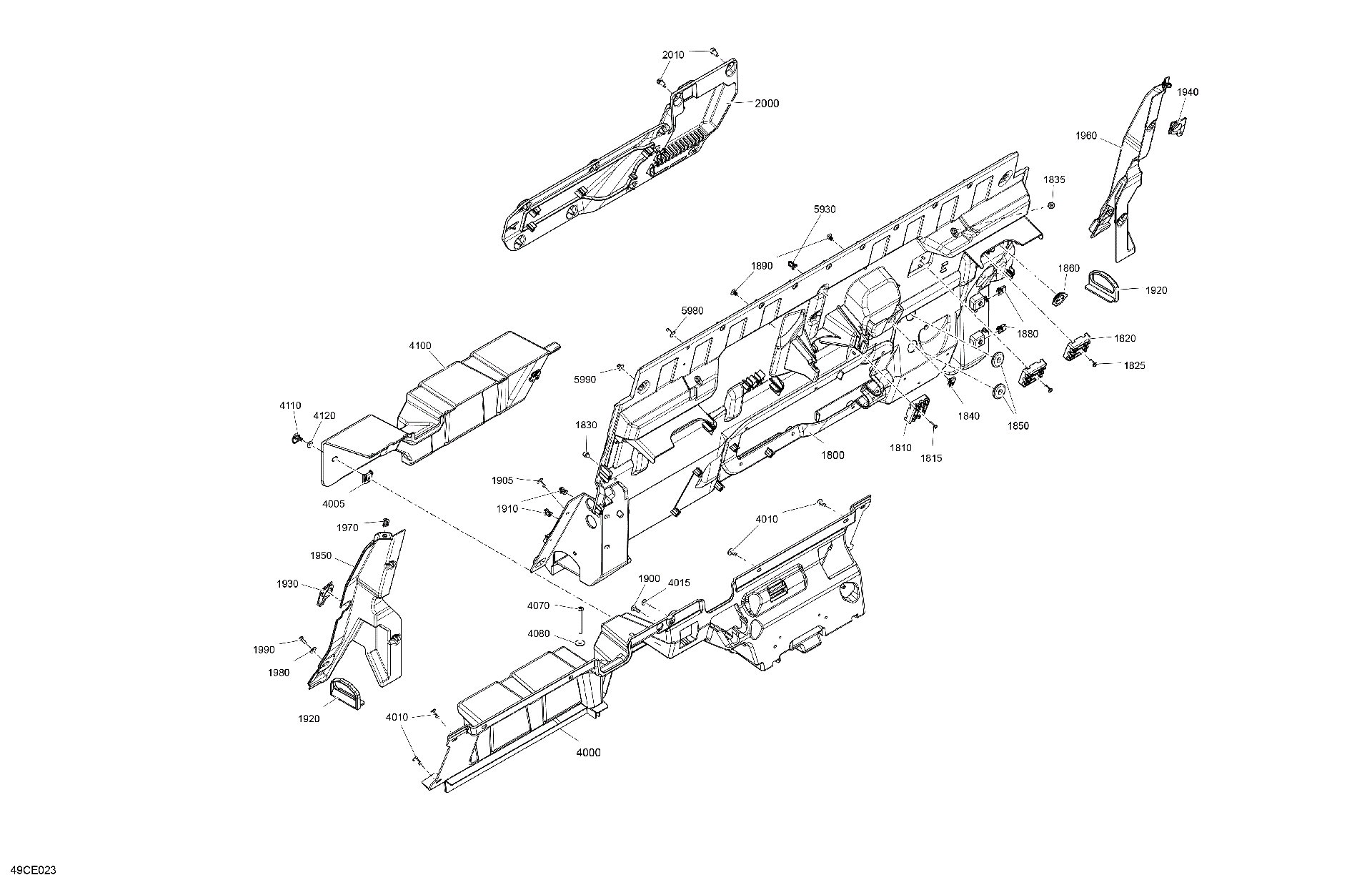 An Image of a Genuine Can-Am Parts Schematic Diagram showing the schematic - CAB INTERIOR - BACK WALL