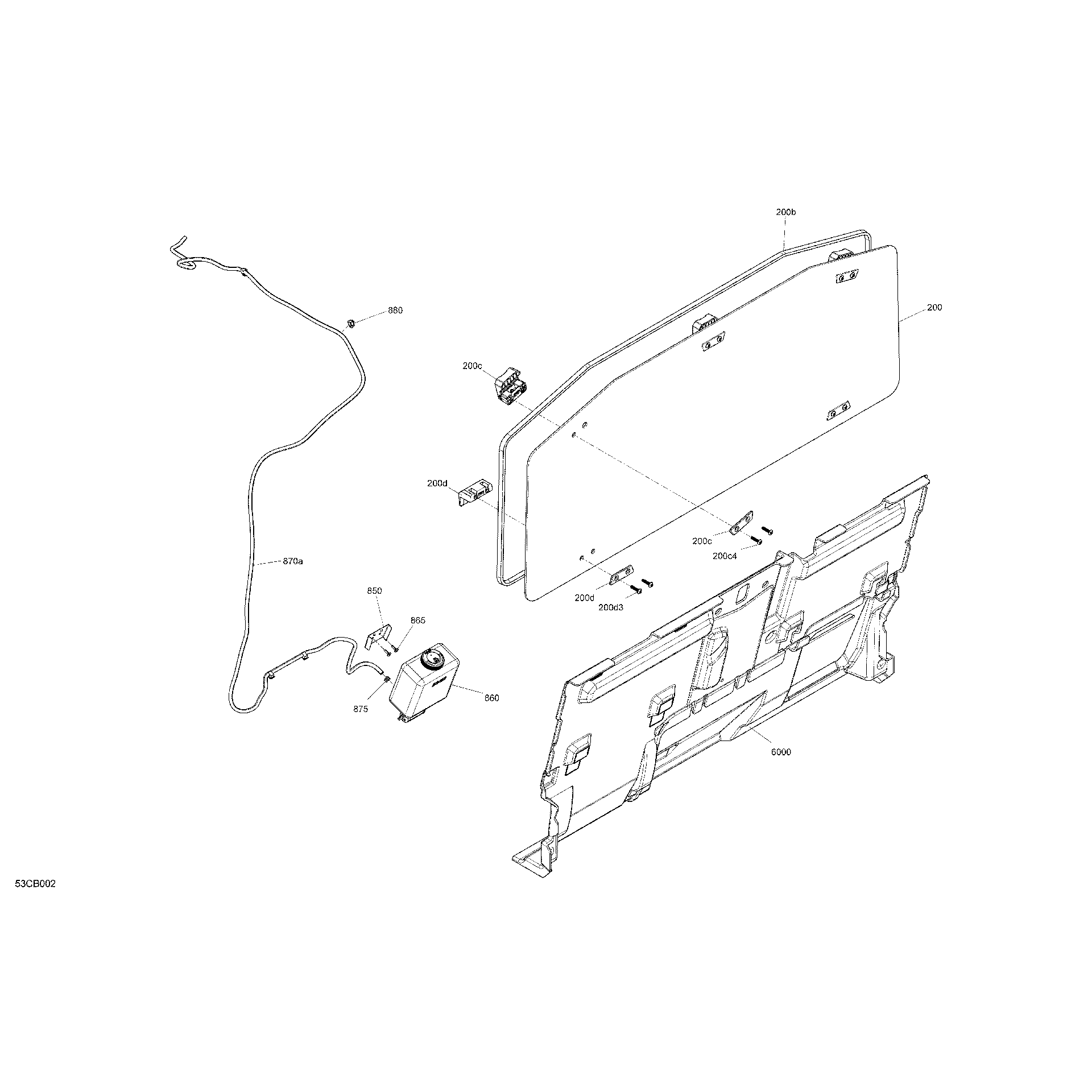 An Image of a Genuine Can-Am Parts Schematic Diagram showing the schematic - ENCLOSURE CAB - BACK WALL