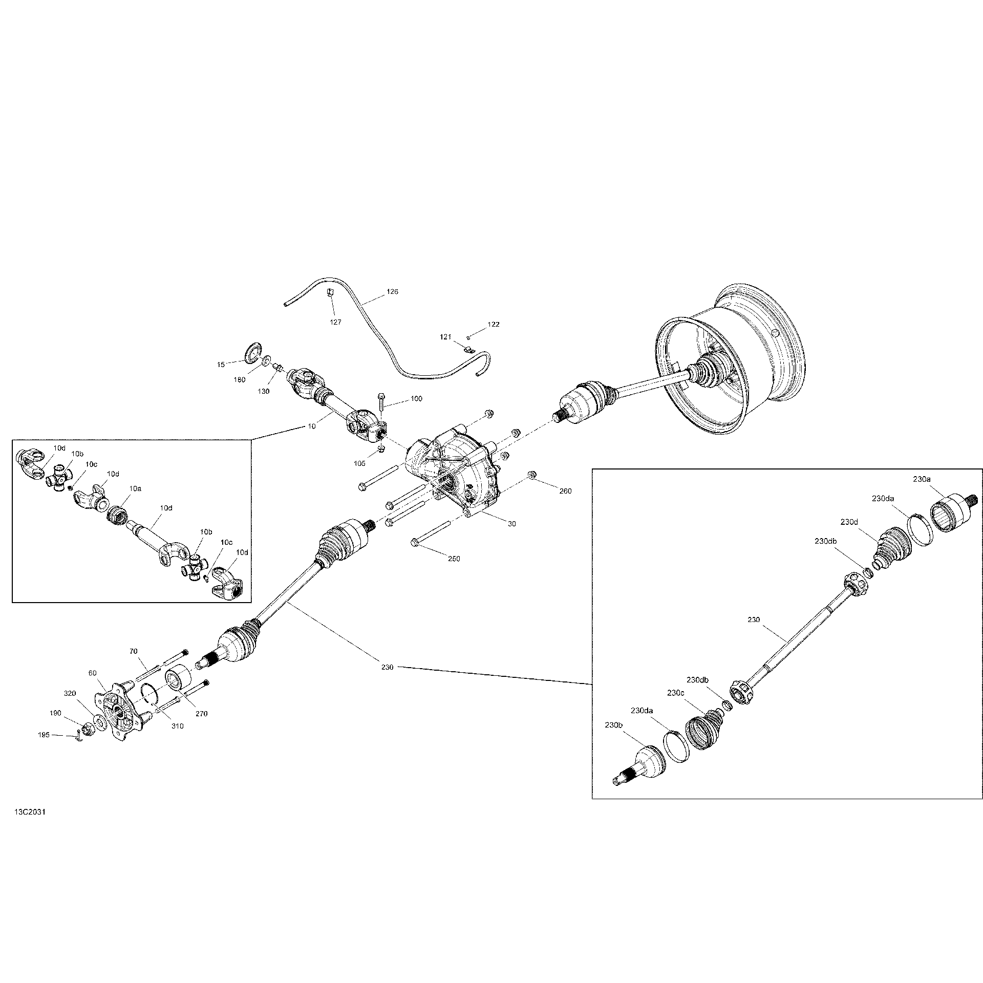 An Image of a Genuine Can-Am Parts Schematic Diagram showing the schematic - REAR DRIVE - COMMON PARTS