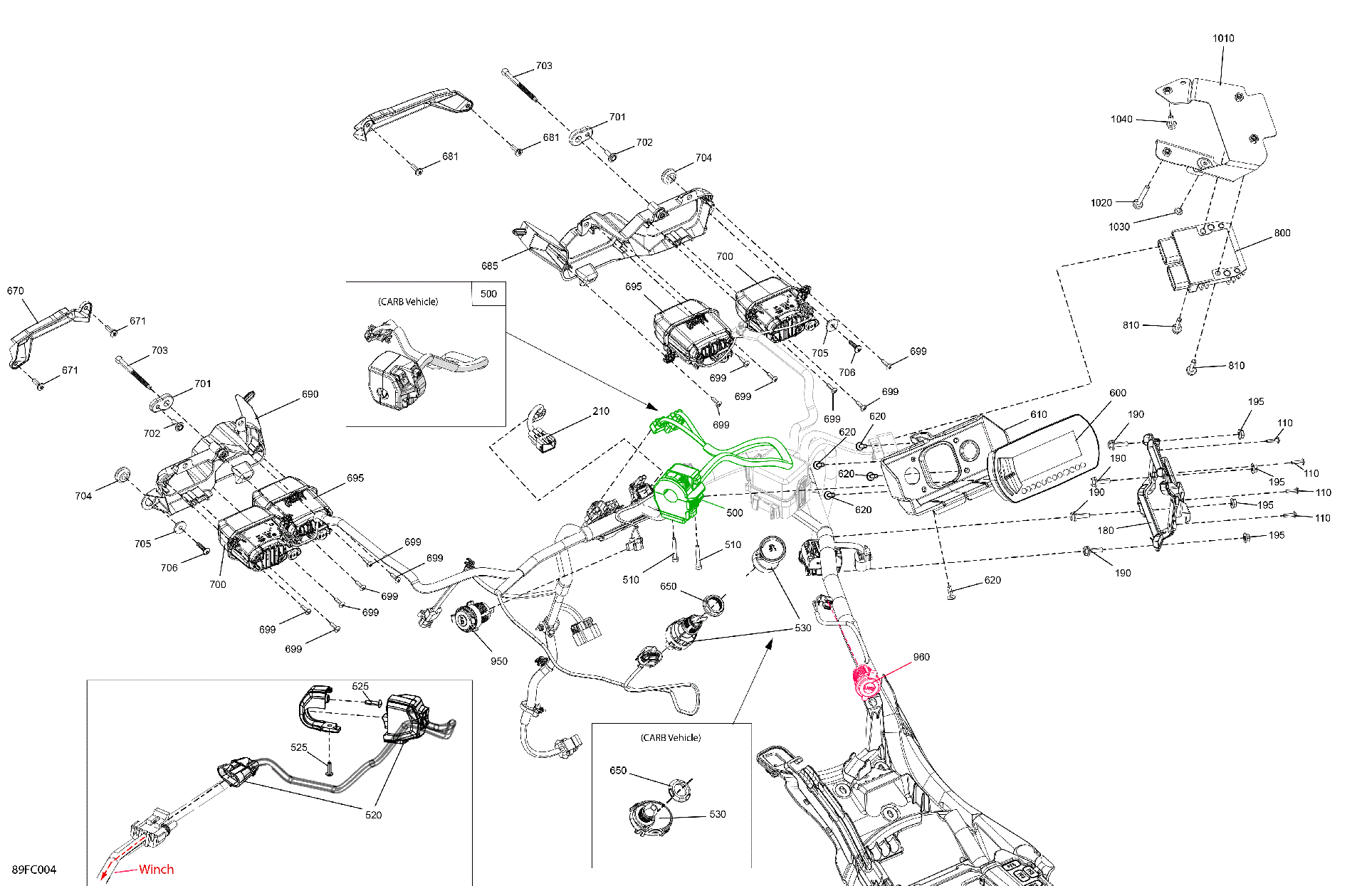 An Image of a Genuine Can-Am Parts Schematic Diagram showing the schematic - ELECTRIC - FRONT SECTION