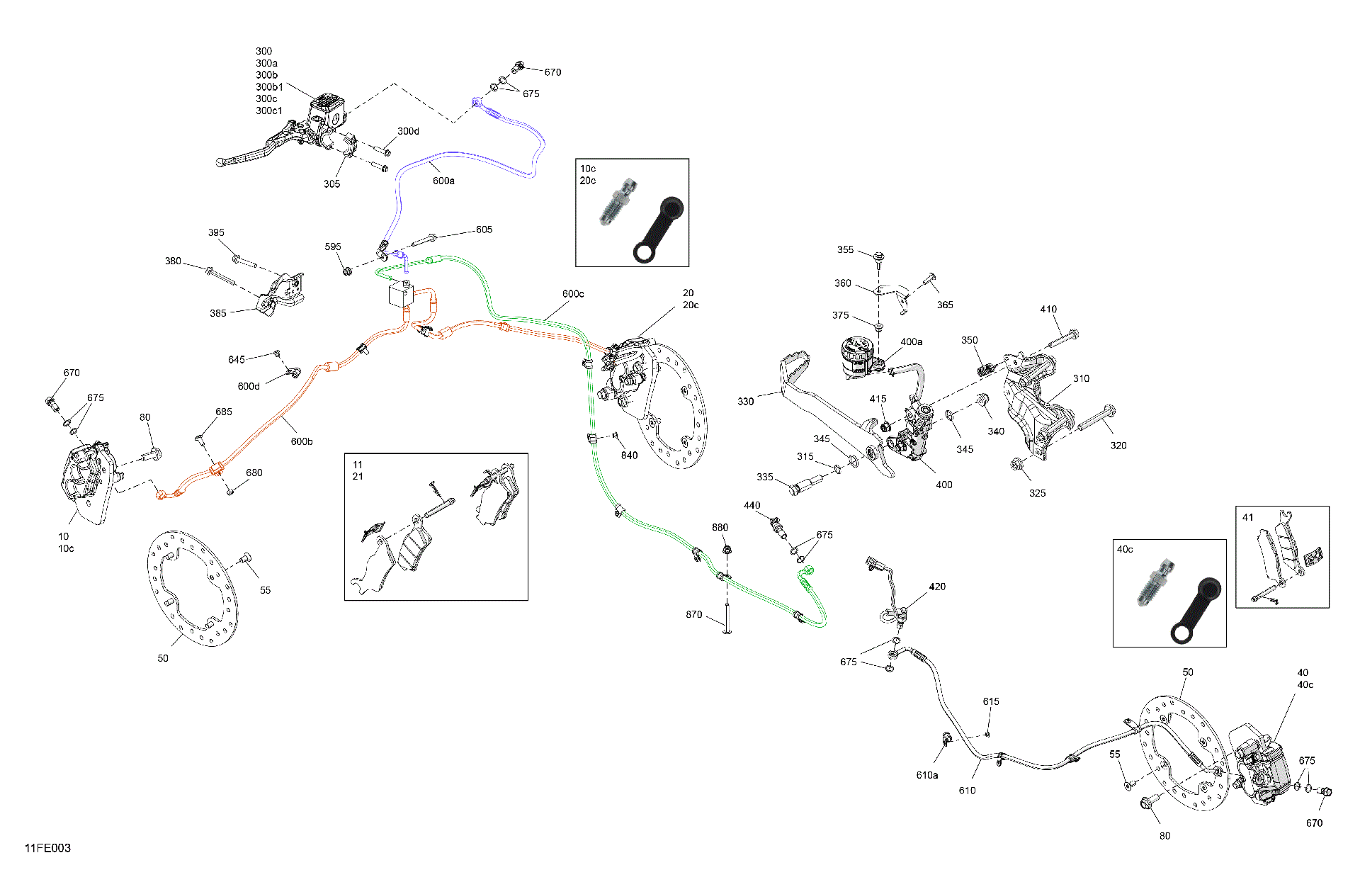 An Image of a Genuine Can-Am Parts Schematic Diagram showing the schematic - MECHANIC - BRAKE SYSTEM
