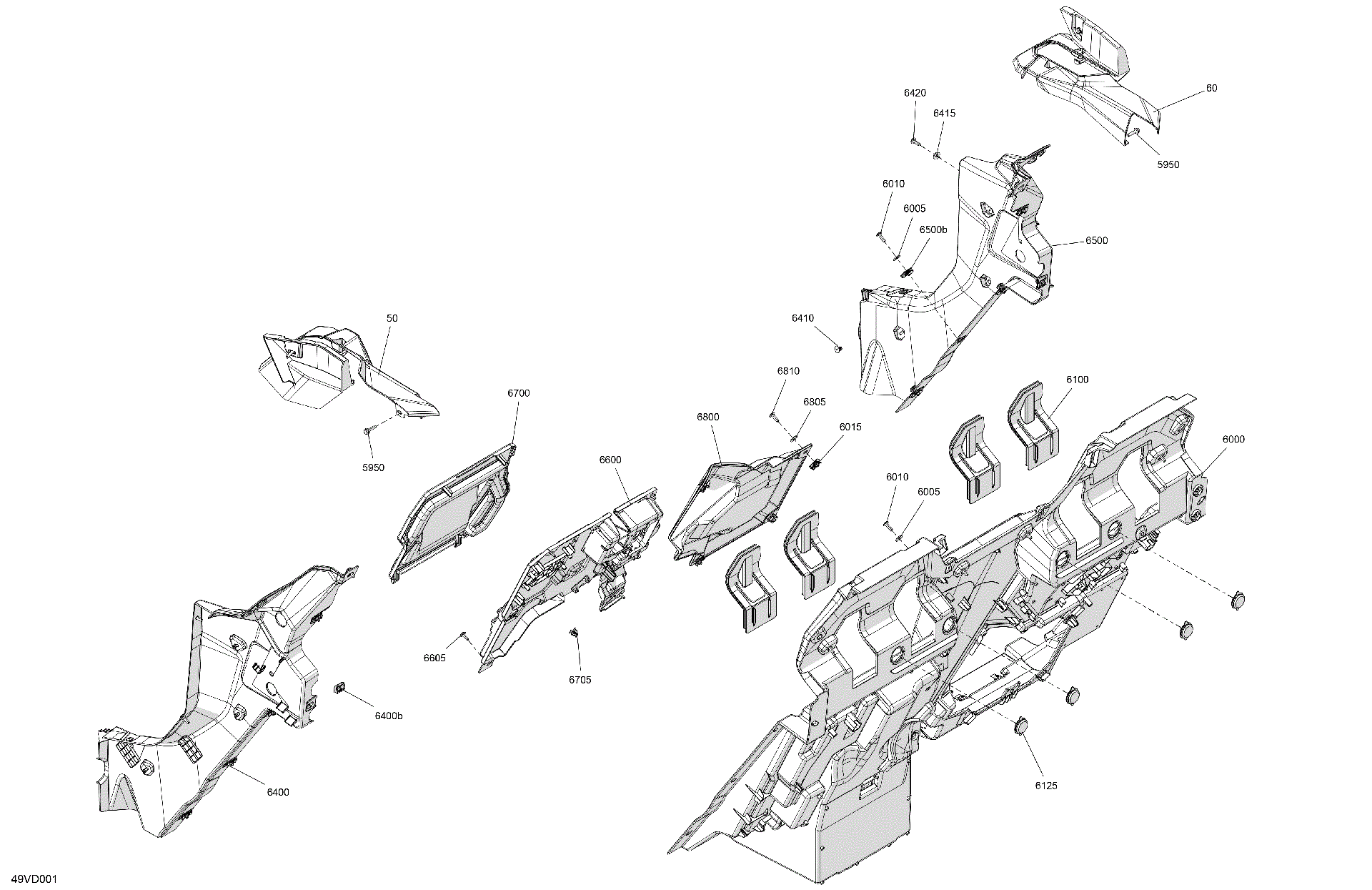 An Image of a Genuine Can-Am Parts Schematic Diagram showing the schematic - CAB INTERIOR - BACK WALL