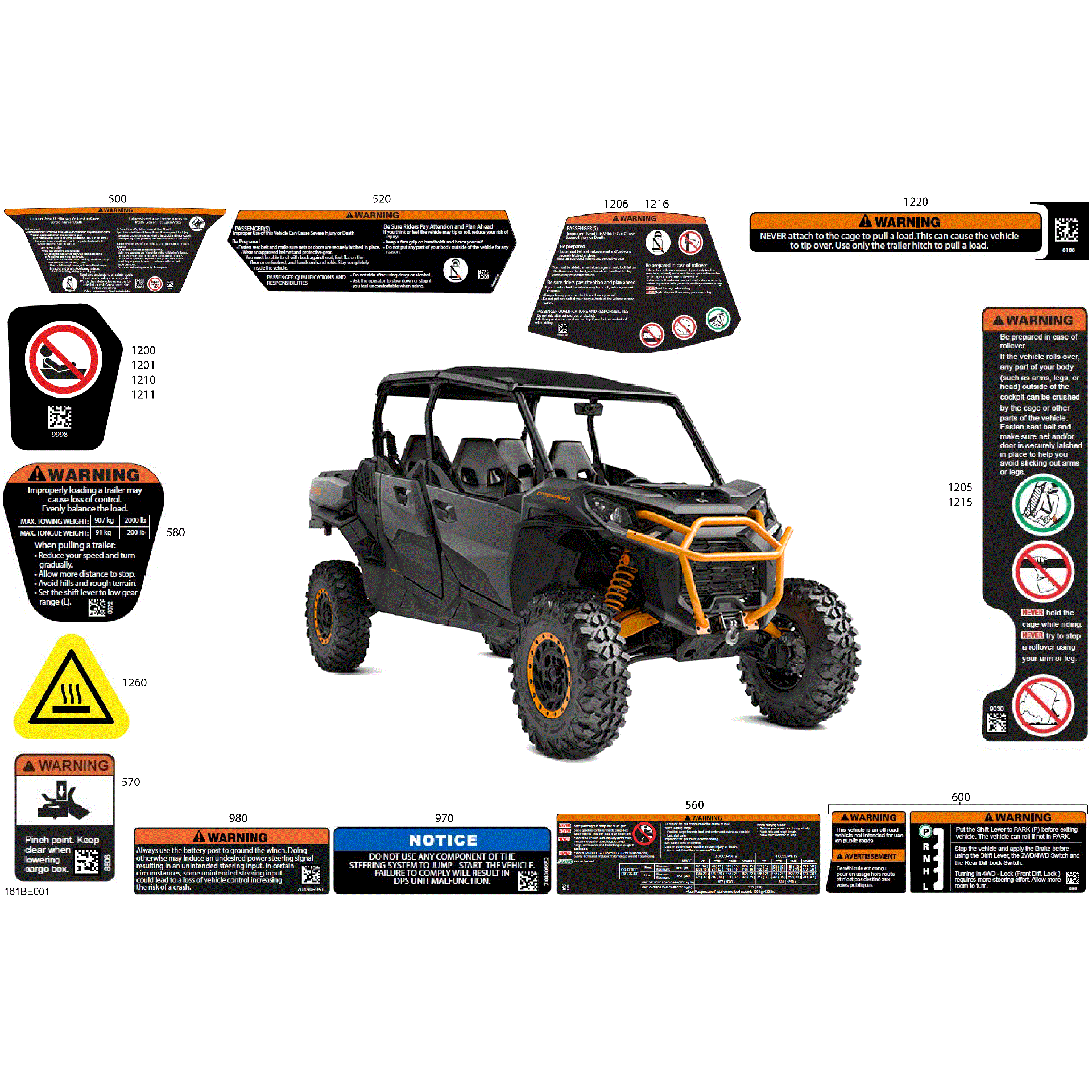 An Image of a Genuine Can-Am Parts Schematic Diagram showing the schematic - BODY - WARNING DECALS