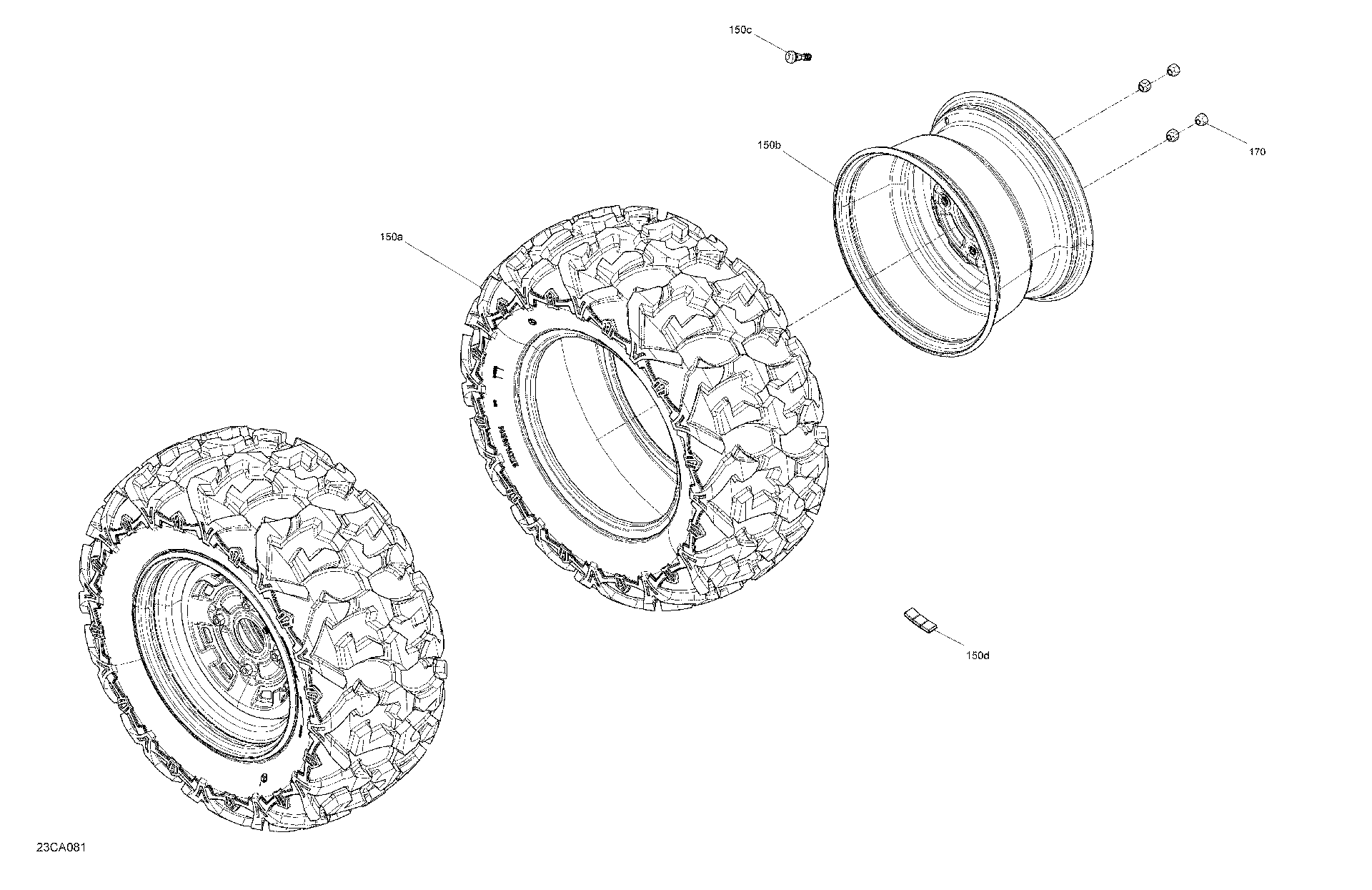 An Image of a Genuine Can-Am Parts Schematic Diagram showing the schematic - DRIVE - REAR WHEELS - DPS