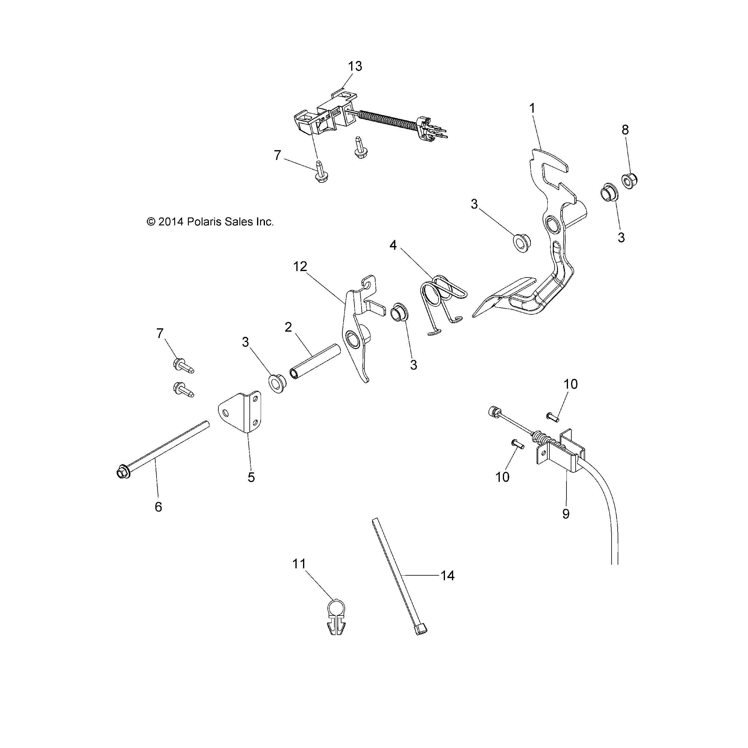 An Image of a Genuine Polaris Parts Schematic Diagram showing the schematic - ENGINE: THROTTLE PEDAL - 2016 POLARIS ACE 570 EFI