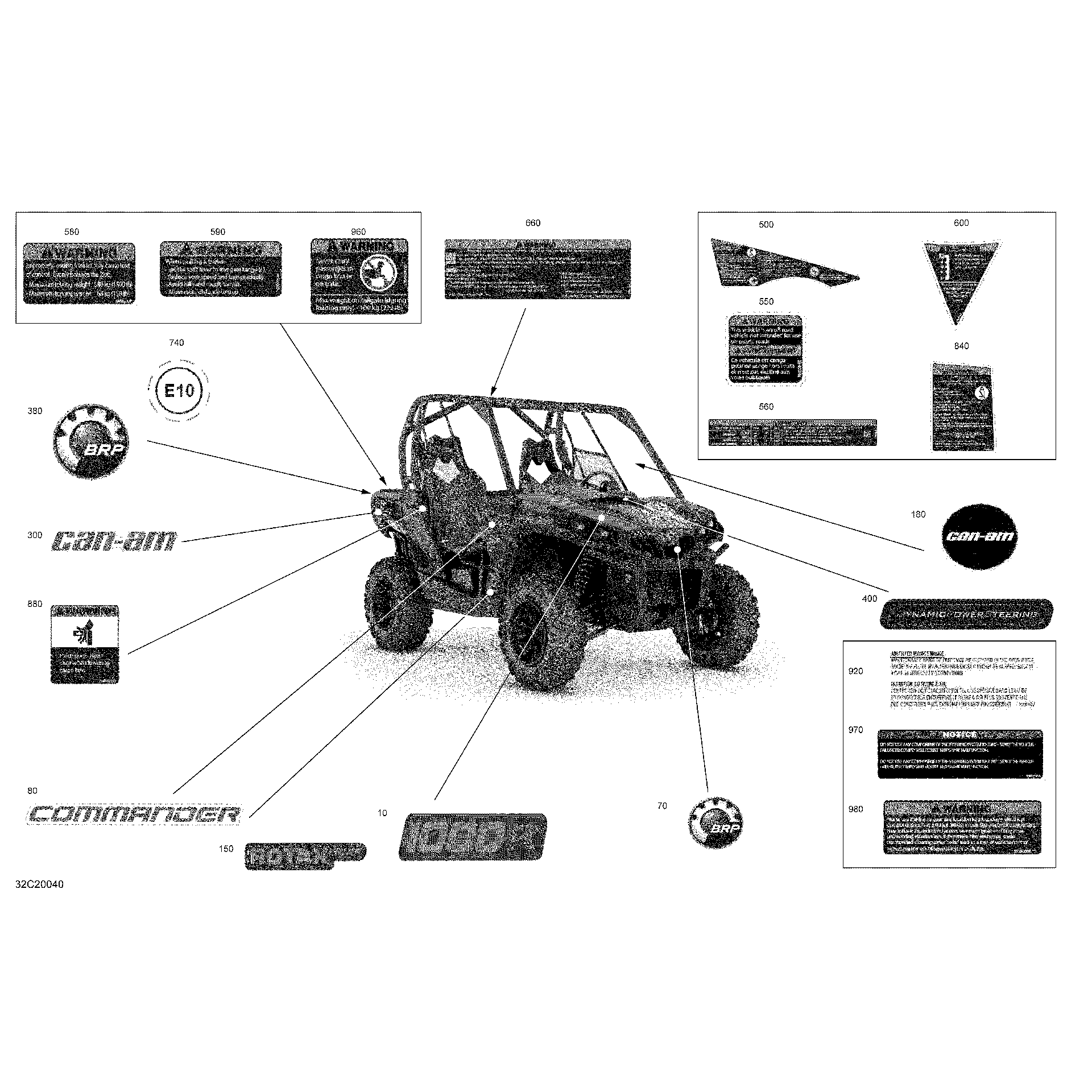 An Image of a Genuine Can-Am Parts Schematic Diagram showing the schematic - DECALS - DPS