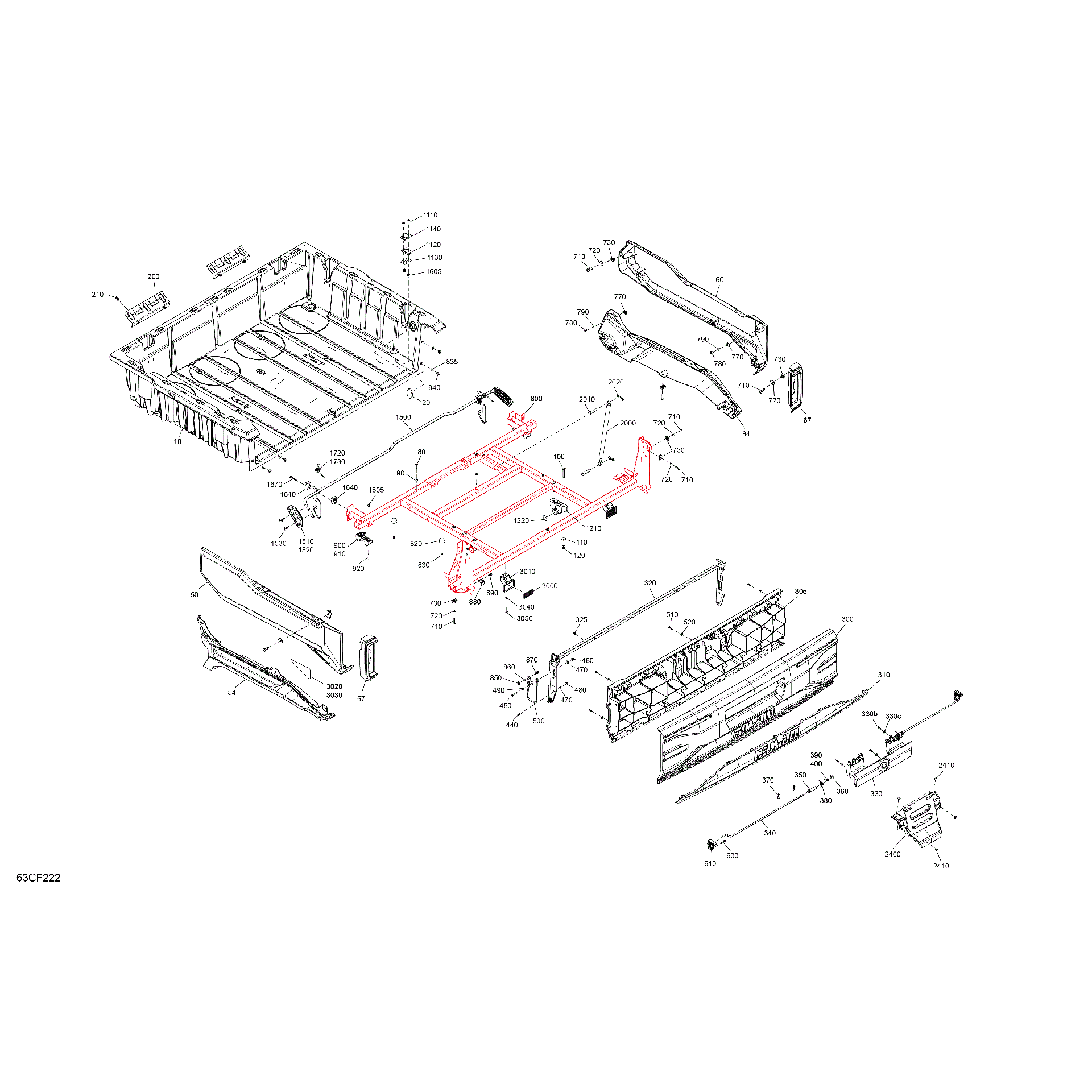 An Image of a Genuine Can-Am Parts Schematic Diagram showing the schematic - BODY - CARGO