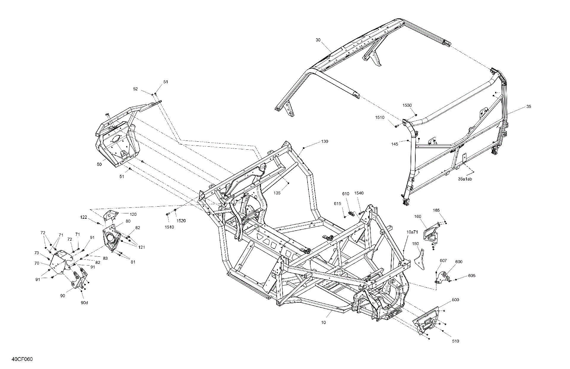 An Image of a Genuine Can-Am Parts Schematic Diagram showing the schematic - FRAME - SYSTEM