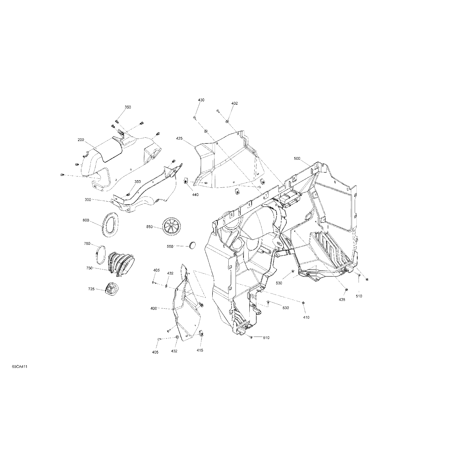 An Image of a Genuine Can-Am Parts Schematic Diagram showing the schematic - BODY - CAB INTERIOR - FIREWALL