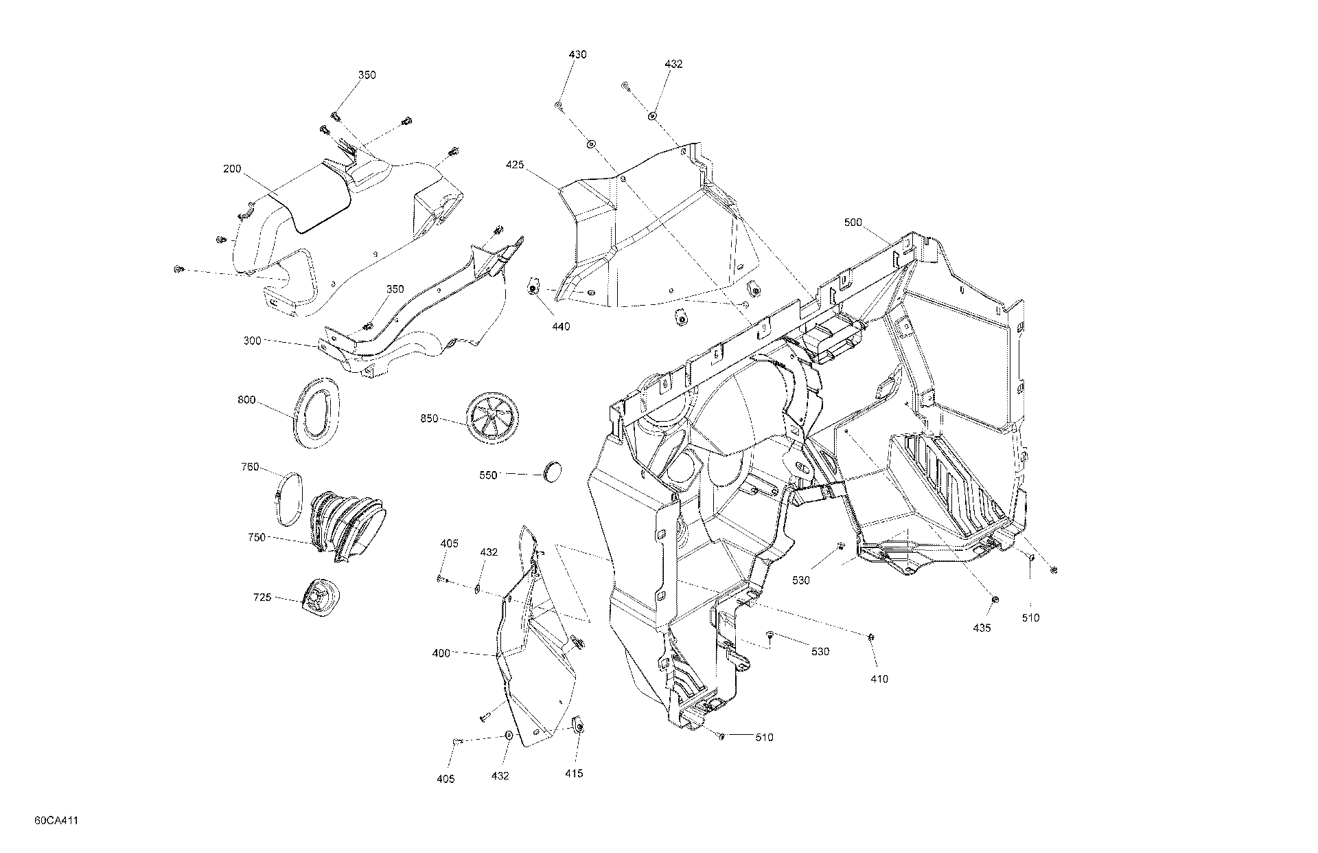 An Image of a Genuine Can-Am Parts Schematic Diagram showing the schematic - BODY - CAB INTERIOR - FIREWALL