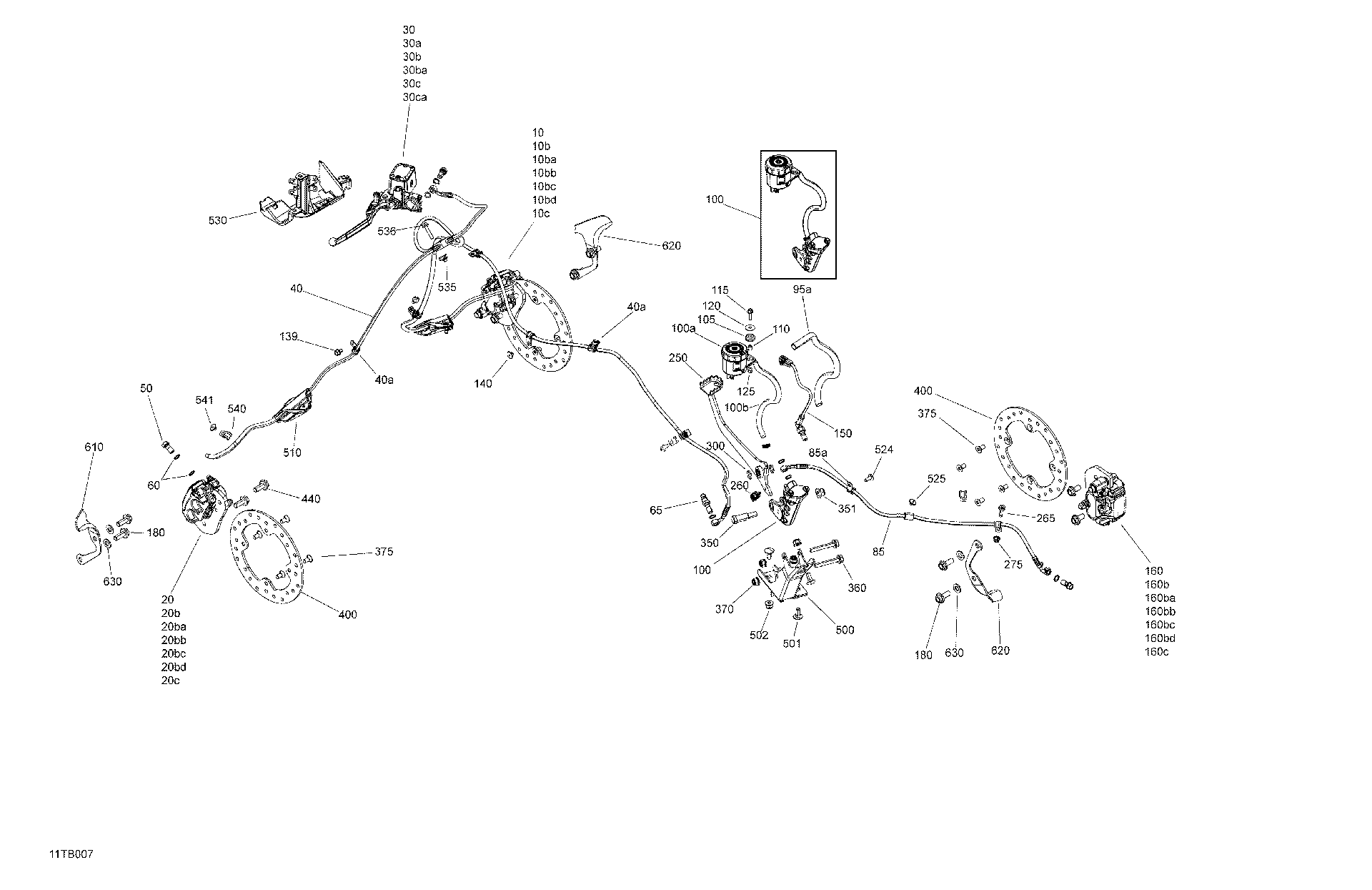 An Image of a Genuine Can-Am Parts Schematic Diagram showing the schematic - MECHANIC - BRAKE SYSTEM