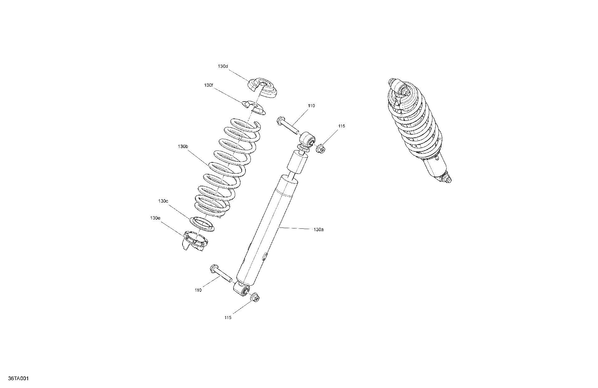 An Image of a Genuine Can-Am Parts Schematic Diagram showing the schematic - SUSPENSION - FRONT SHOCKS - STD