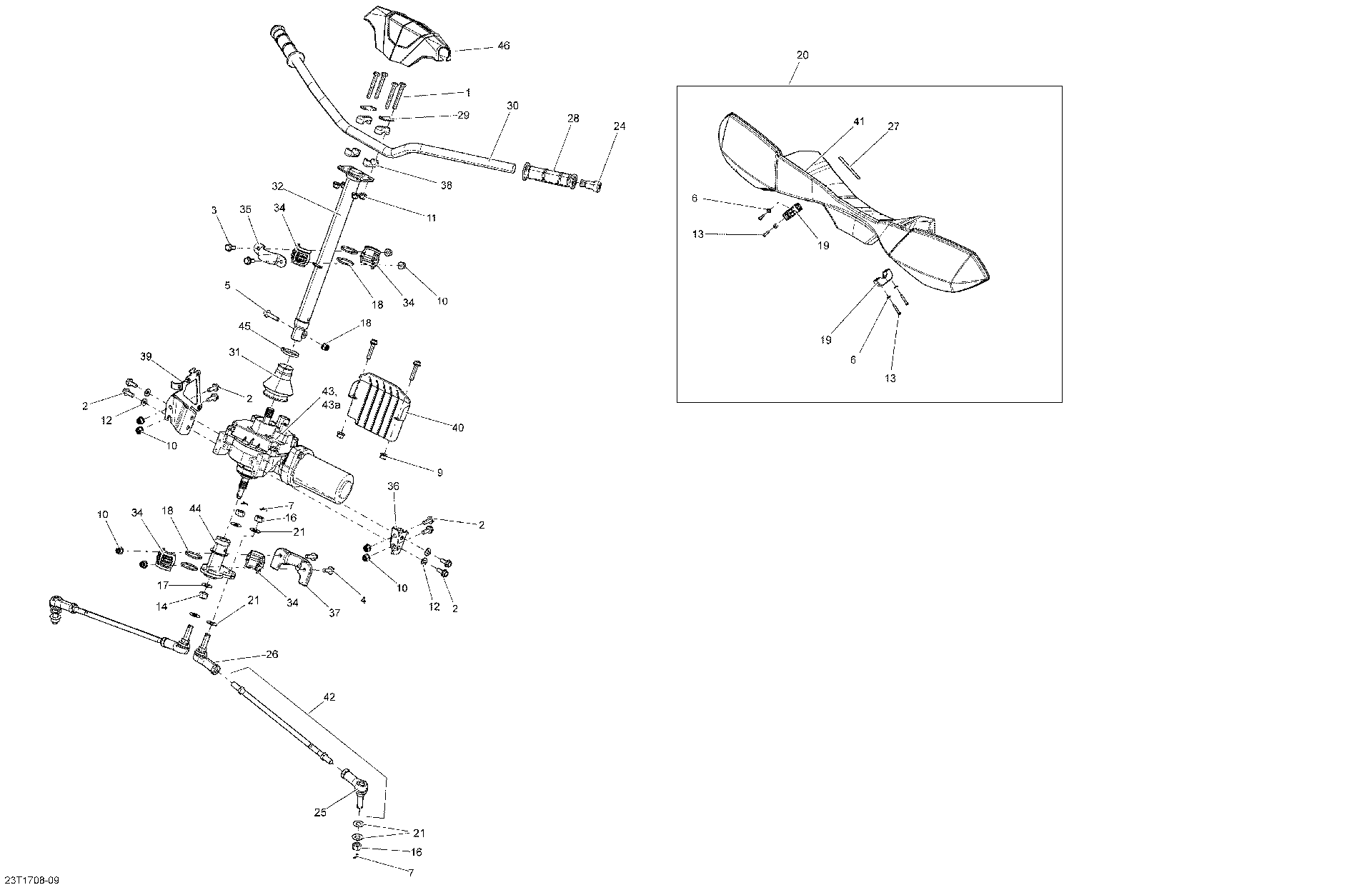 An Image of a Genuine Can-Am Parts Schematic Diagram showing the schematic - STEERING