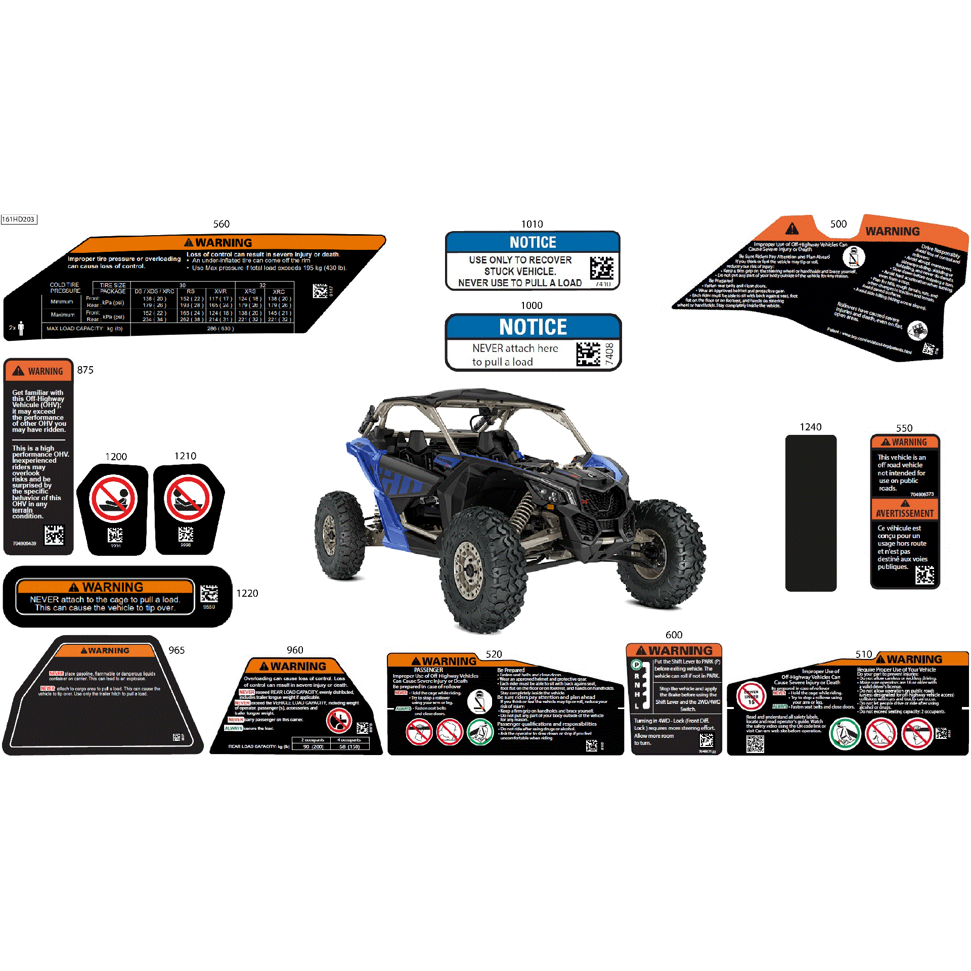 An Image of a Genuine Can-Am Parts Schematic Diagram showing the schematic - BODY - WARNING DECALS
