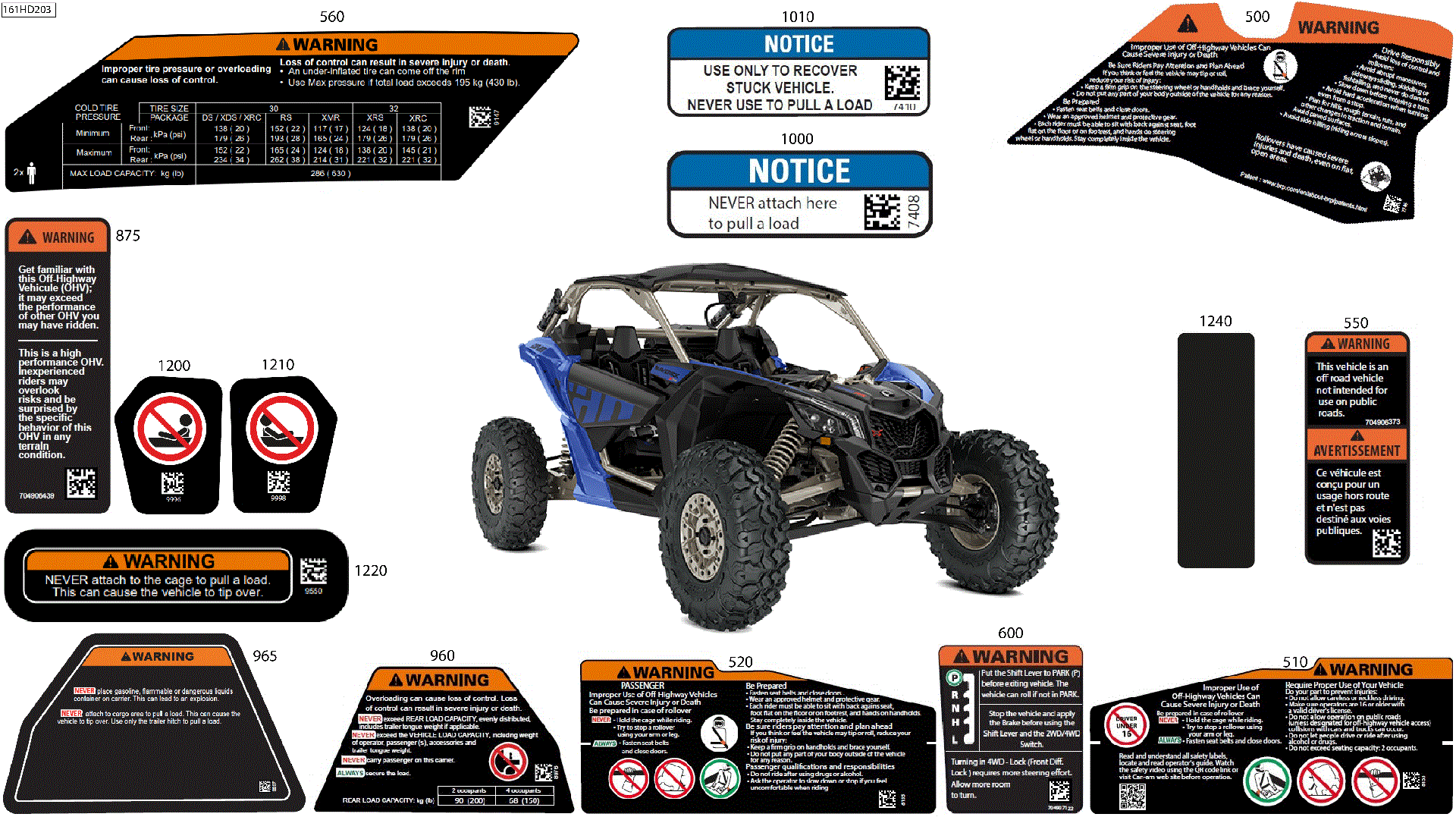 An Image of a Genuine Can-Am Parts Schematic Diagram showing the schematic - BODY - WARNING DECALS