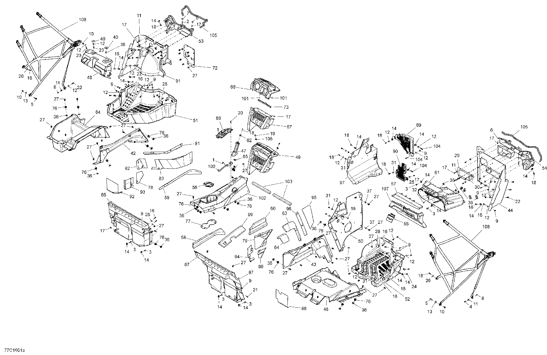 An Image of a Genuine Can-Am Parts Schematic Diagram showing the schematic - CAB INTERIOR