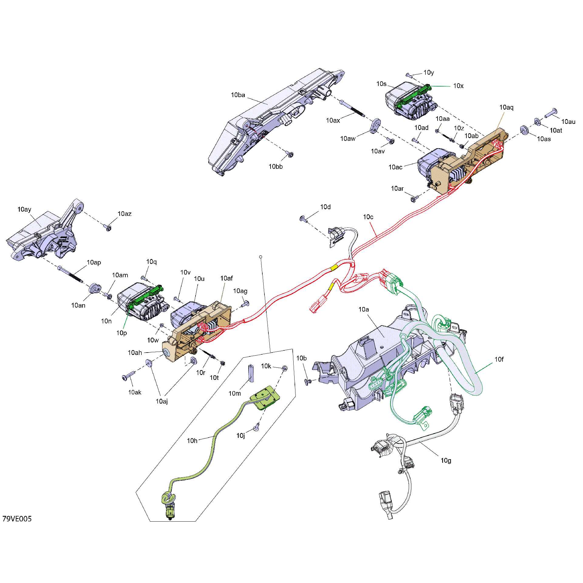 An Image of a Genuine Can-Am Parts Schematic Diagram showing the schematic - ELECTRIC - FRONT SECTION